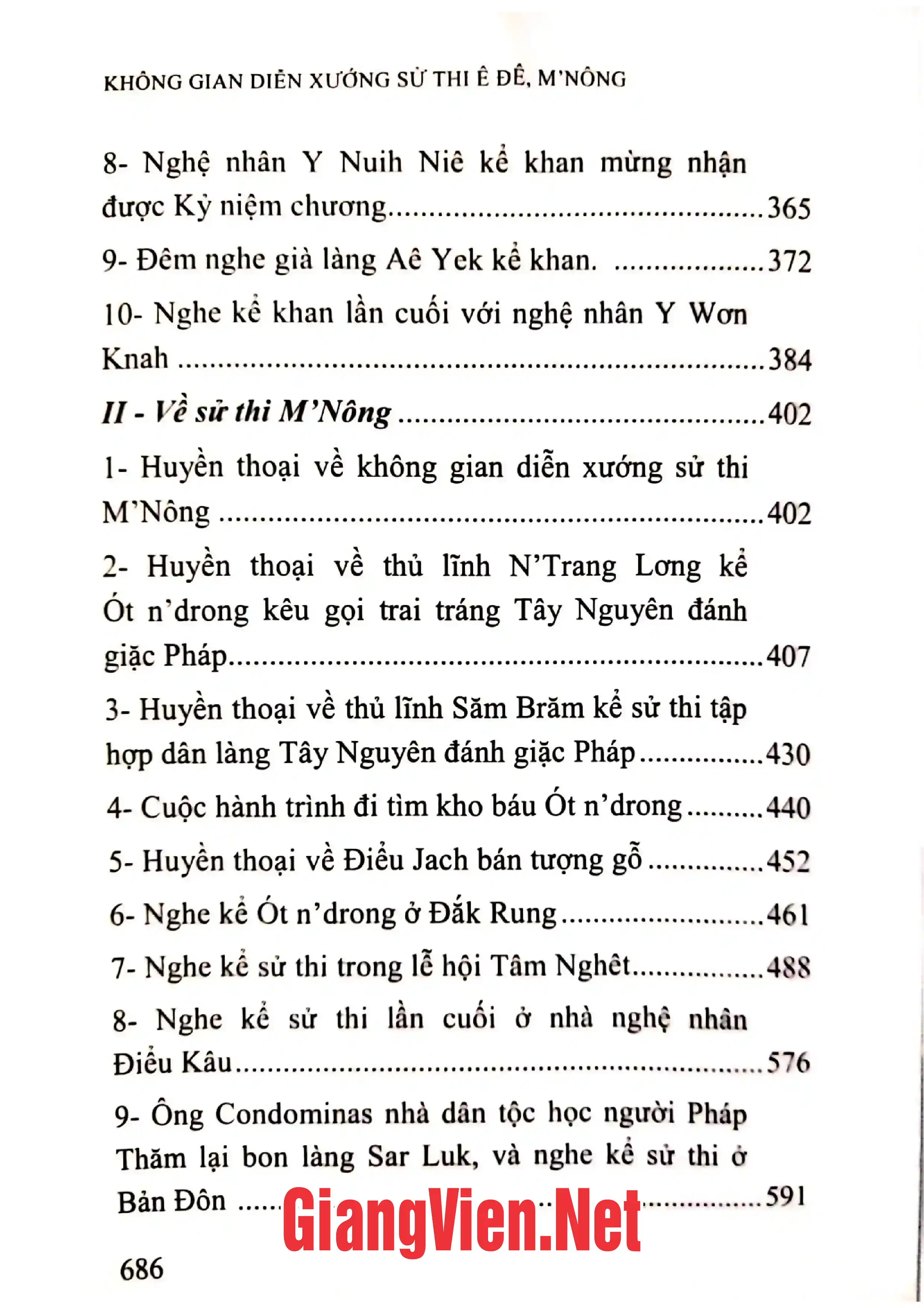 Mục lục chi tiết trang 3 sách Không gian diễn xướng sử thi Ê đê - Mnông