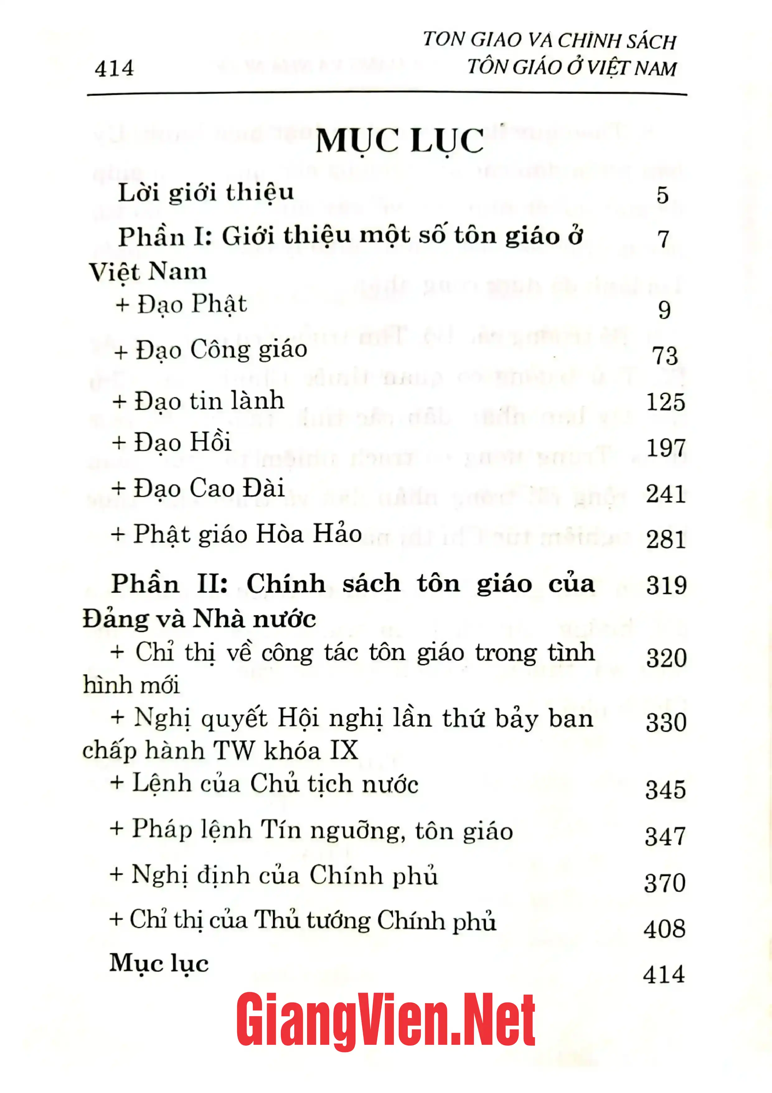 Trang bìa chính thức sách Tôn giáo và chính sách tôn giáo ở Việt Nam