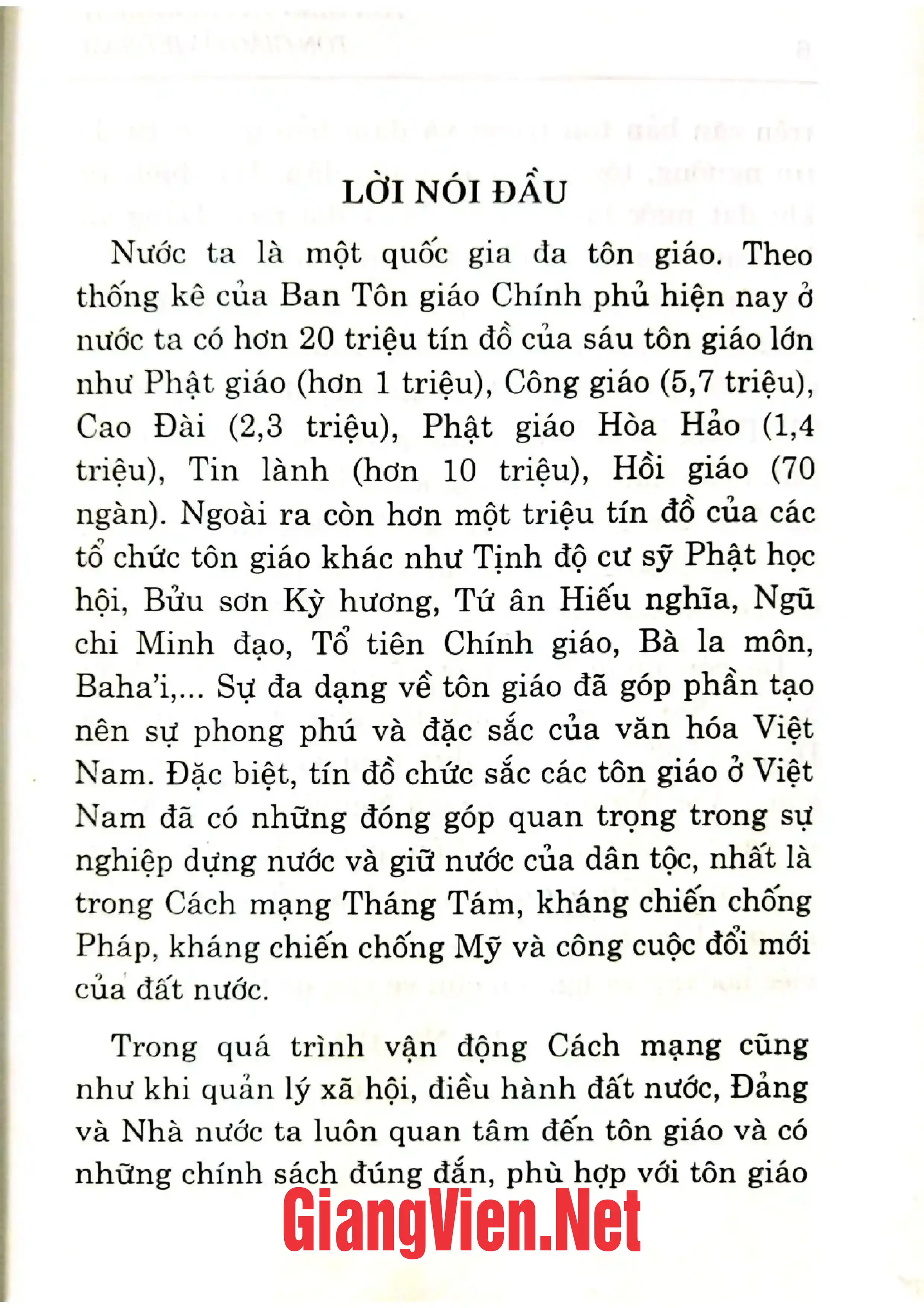 Mục lục chi tiết trang 1 sách Tôn giáo và chính sách tôn giáo ở Việt Nam