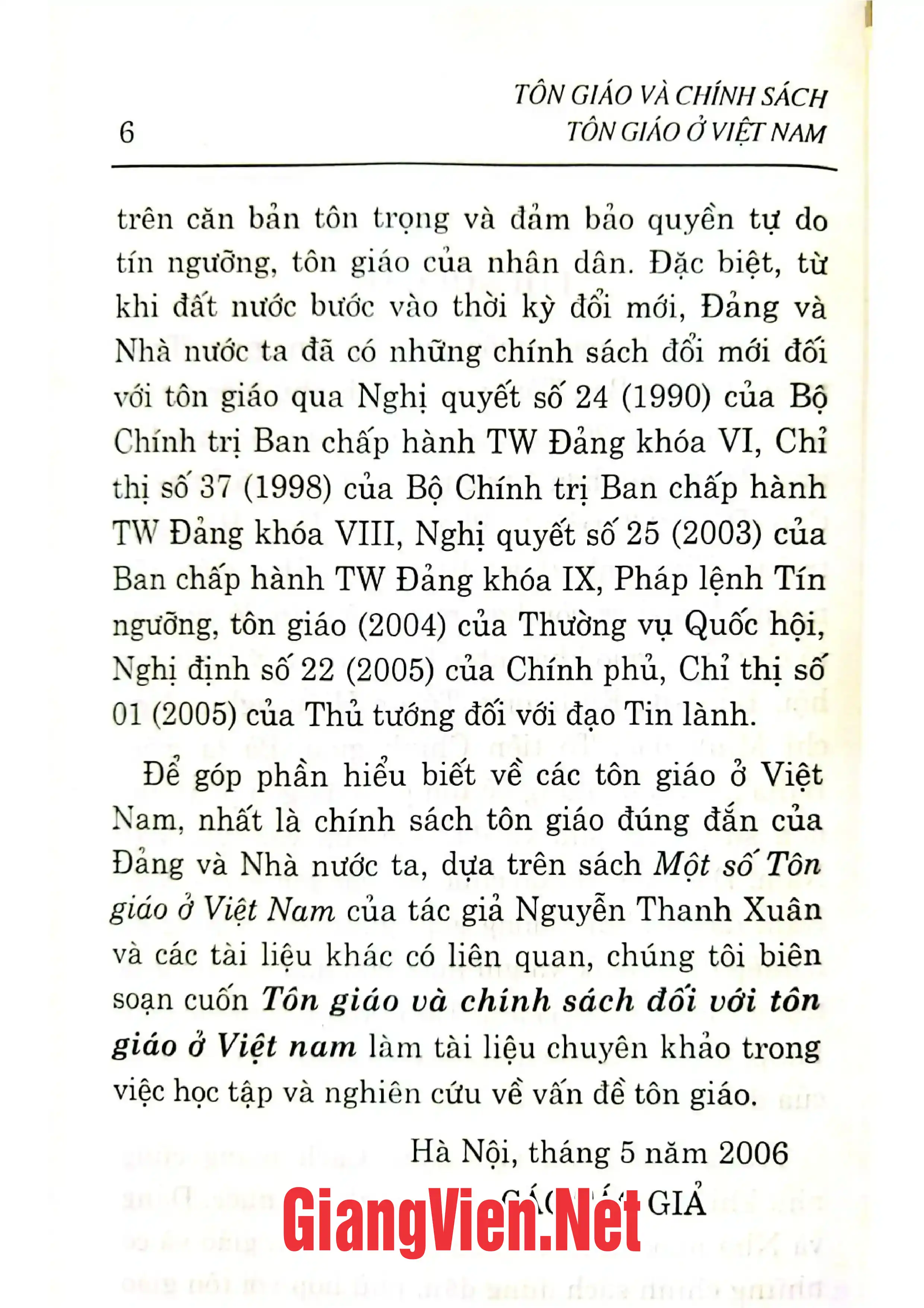 Mục lục chi tiết trang 2 sách Tôn giáo và chính sách tôn giáo ở Việt Nam