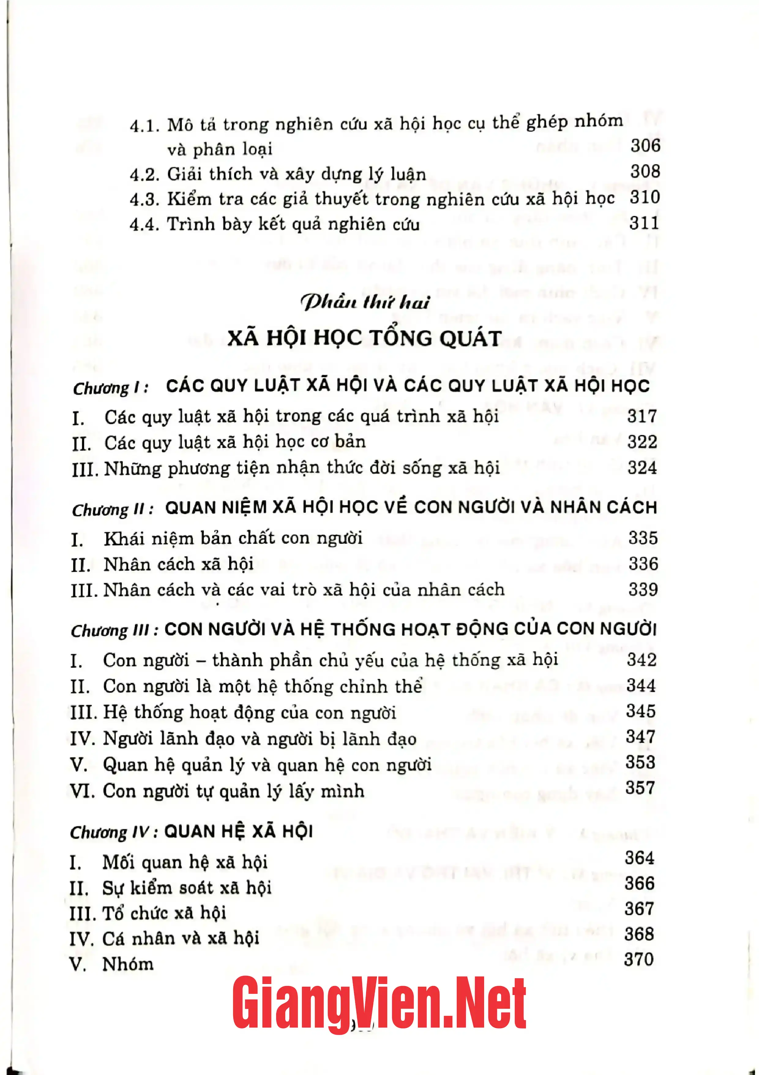 Mục lục chi tiết trang 3 sách Xã hội học