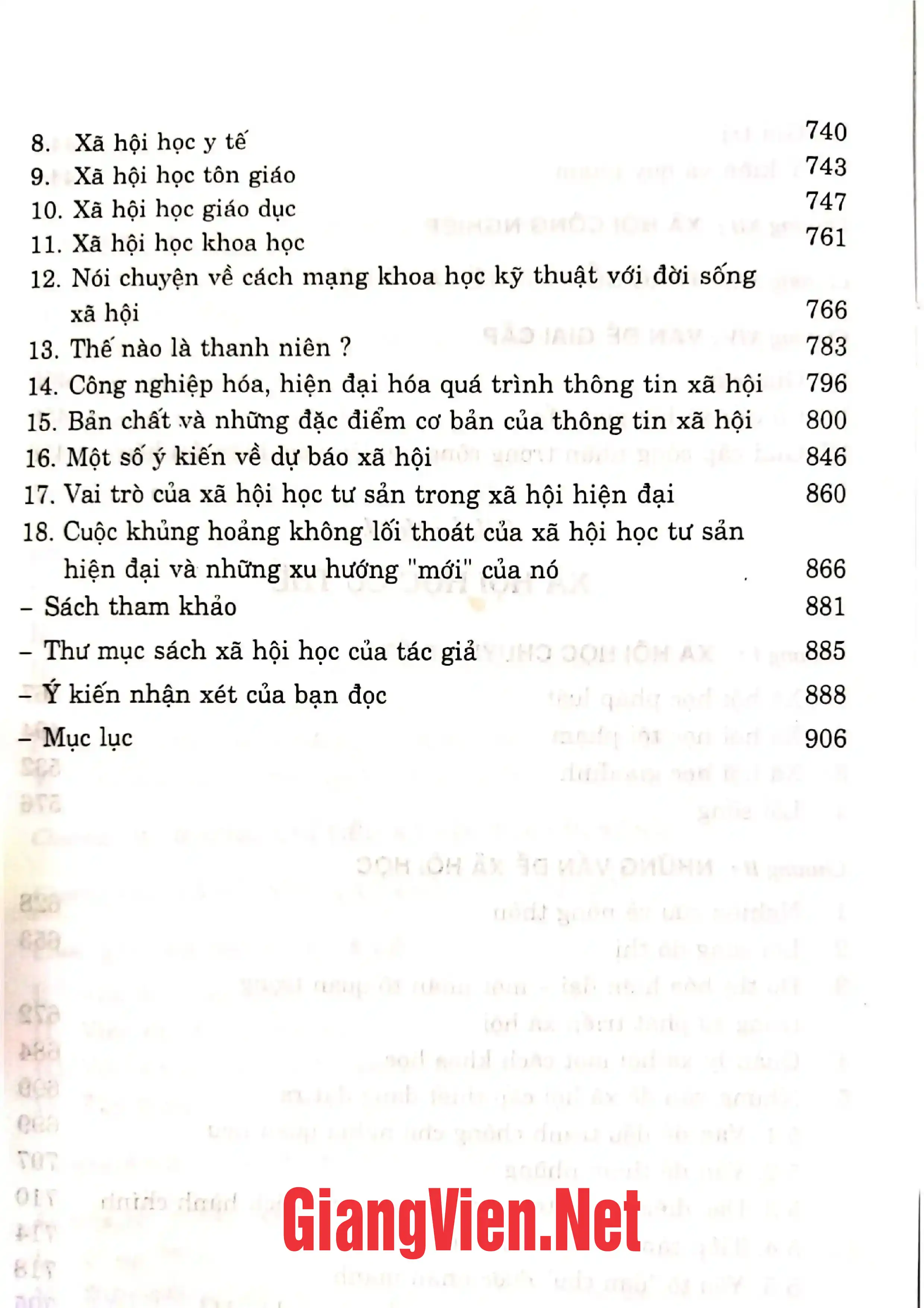 Nội dung mục lục và hình ảnh sách Xã hội học - Trang 6