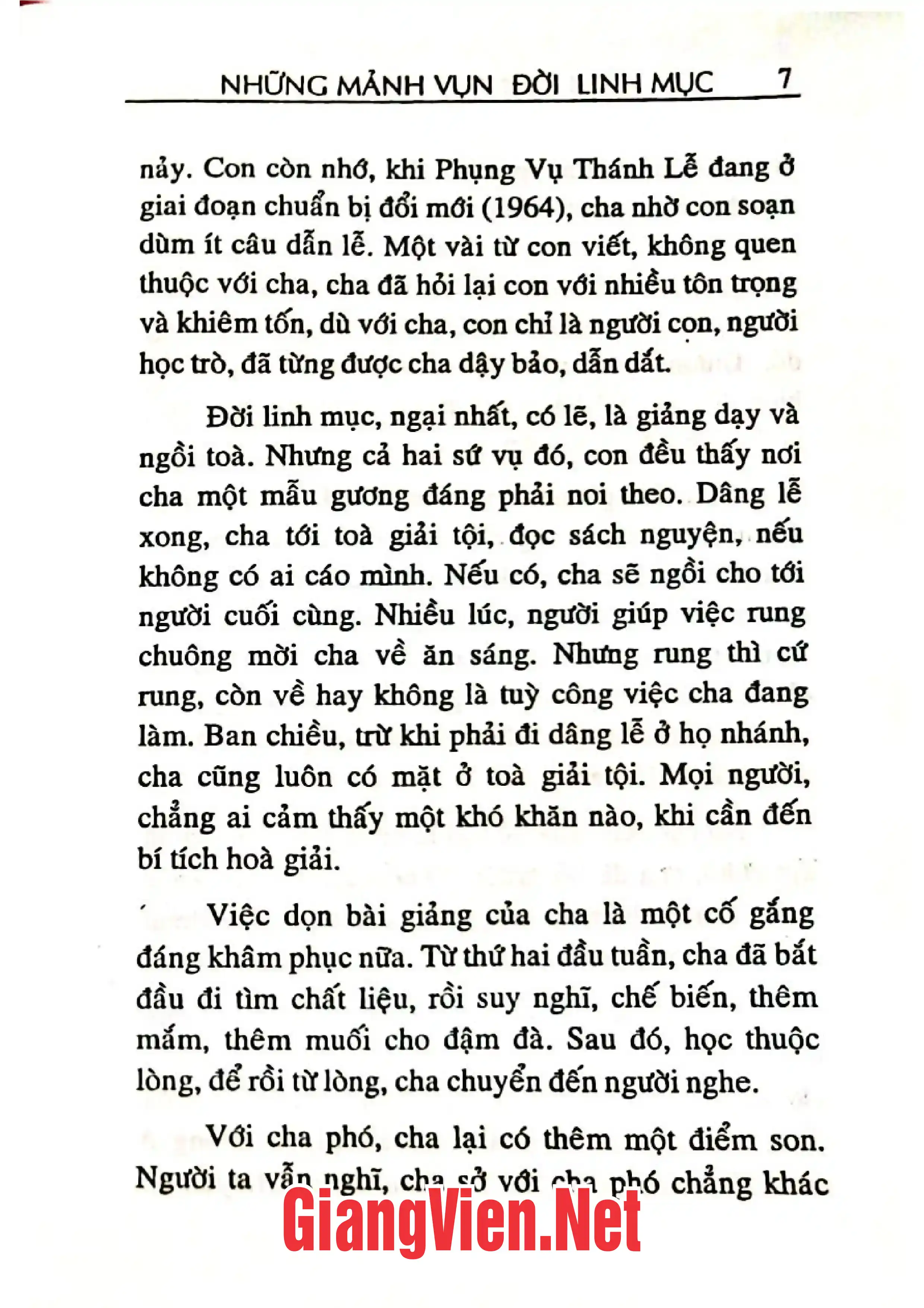 Nội dung mục lục và hình ảnh sách Những mảnh vụn đời linh mục - Trang 7