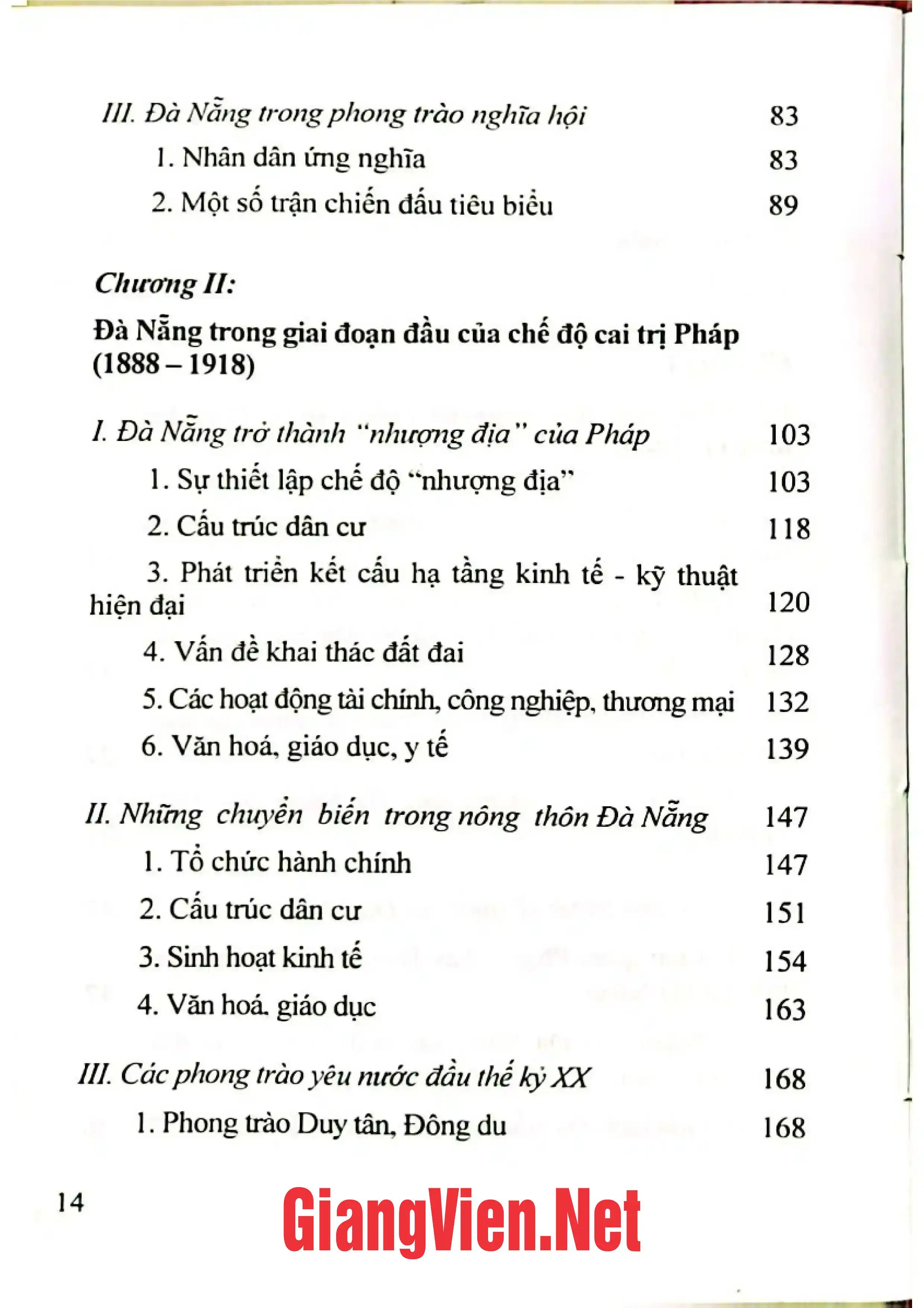 Mục lục chi tiết trang 1 sách Lịch sử Đà Nẵng 1858-1945