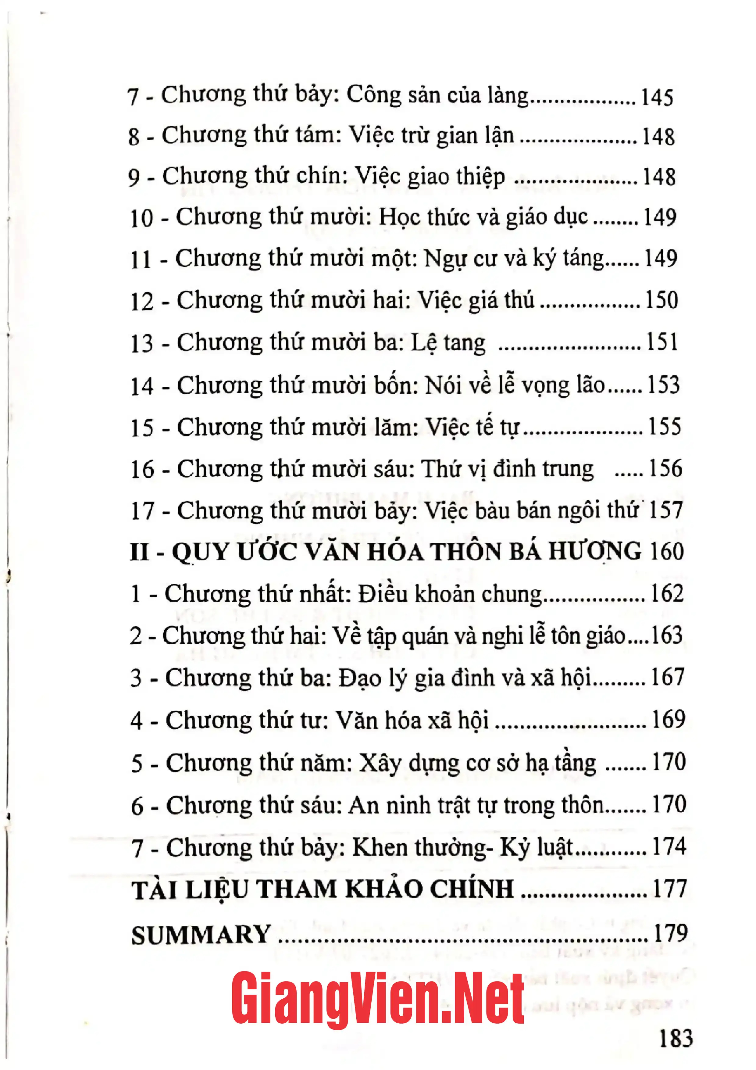Mục lục chi tiết trang 1 sách Làng cổ truyền Vĩnh Phúc