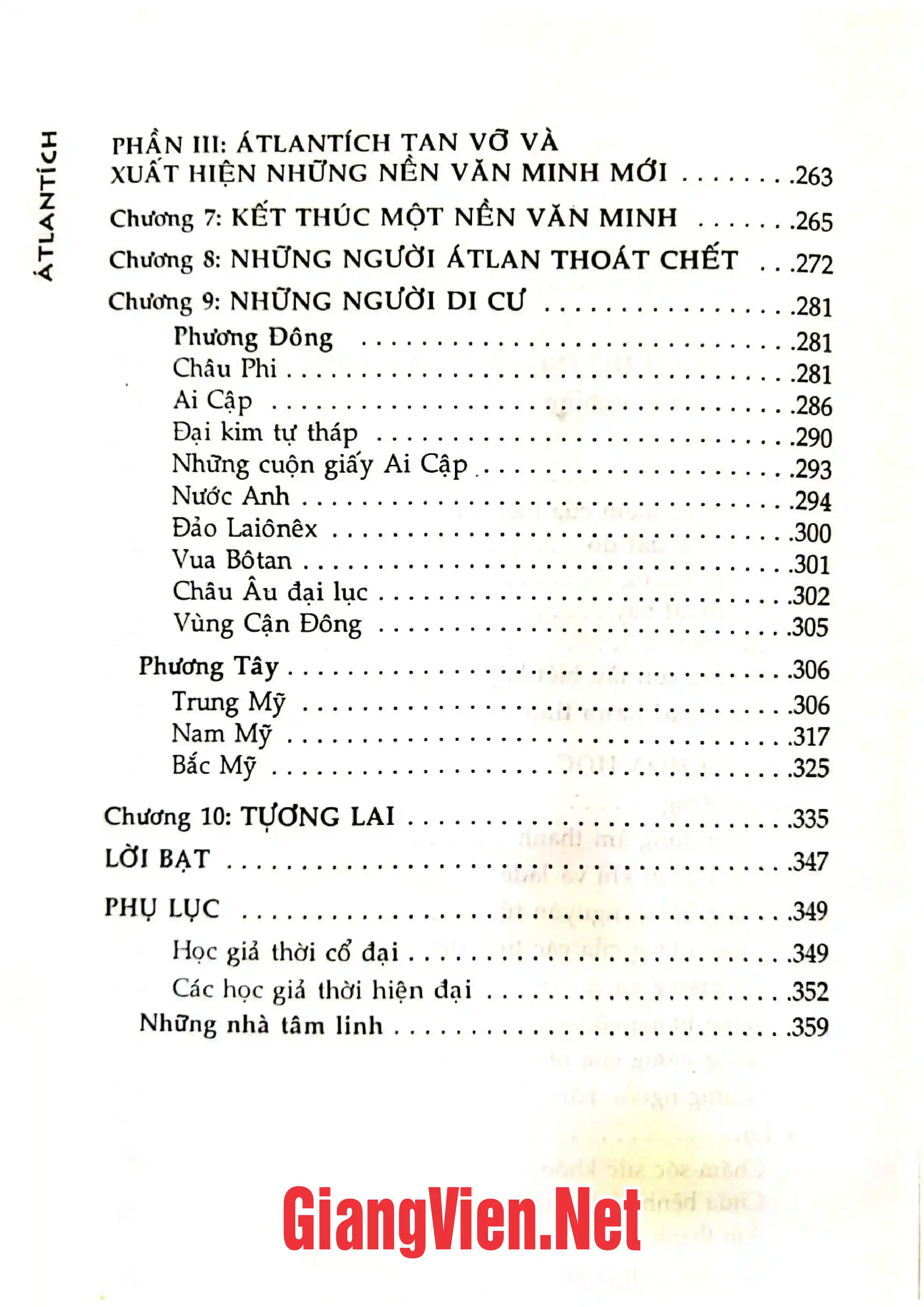 Mục lục chi tiết trang 3 sách Atlantích nền văn minh đầy bí ẩn đã biến mất