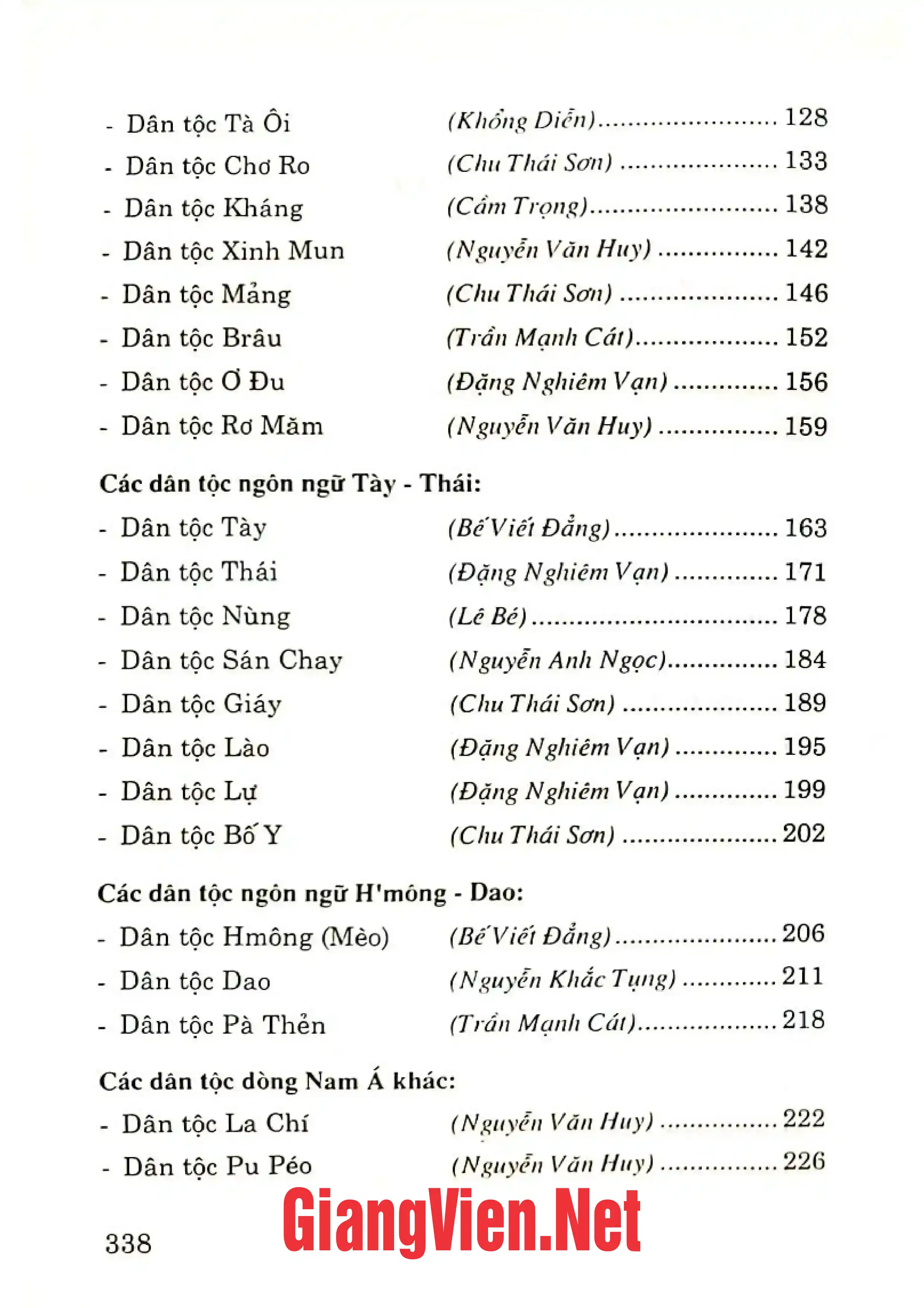Mục lục chi tiết trang 1 sách Sổ tay về các dân tộc ở Việt Nam