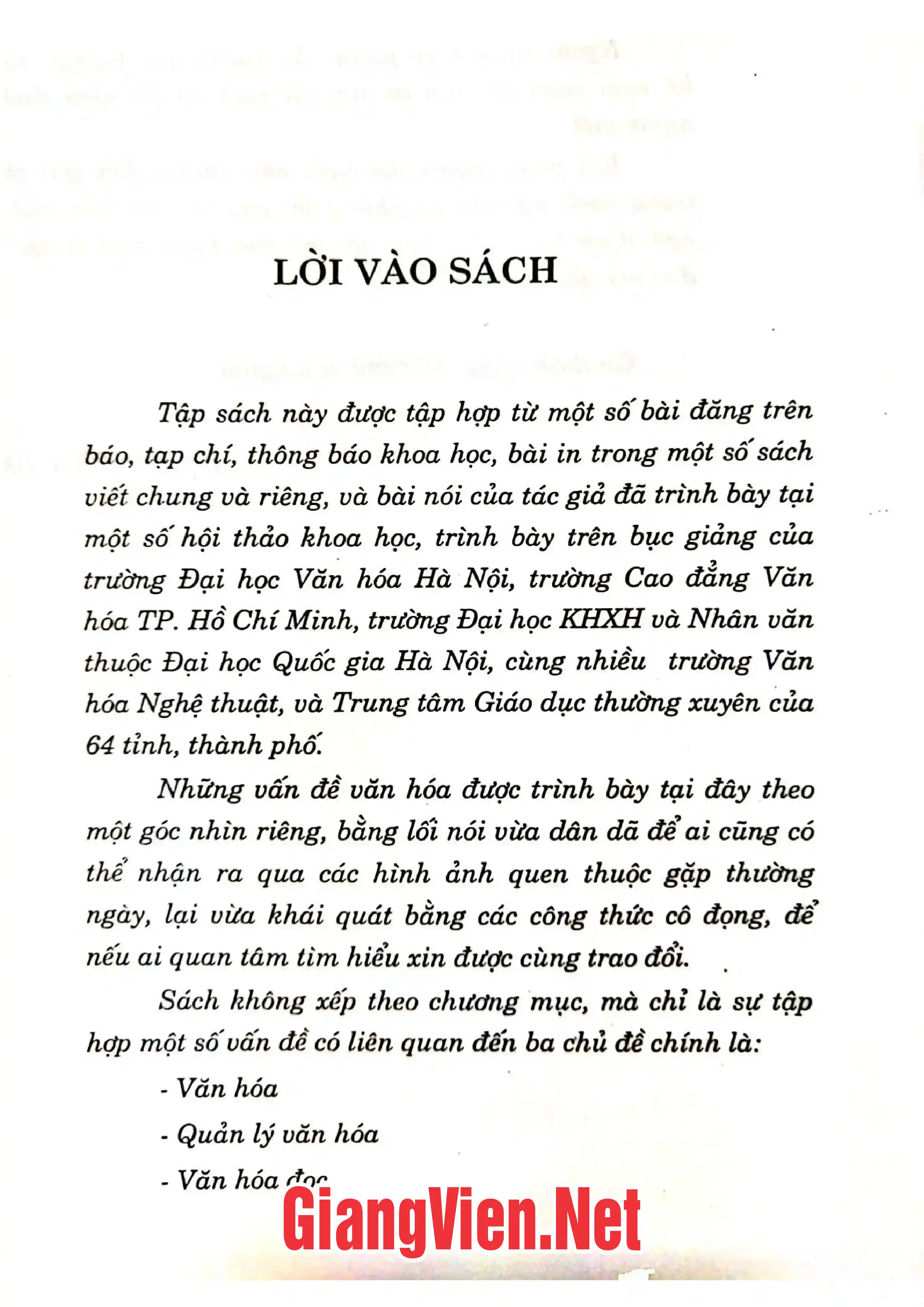 Mục lục chi tiết trang 3 sách Văn hoá một góc nhìn