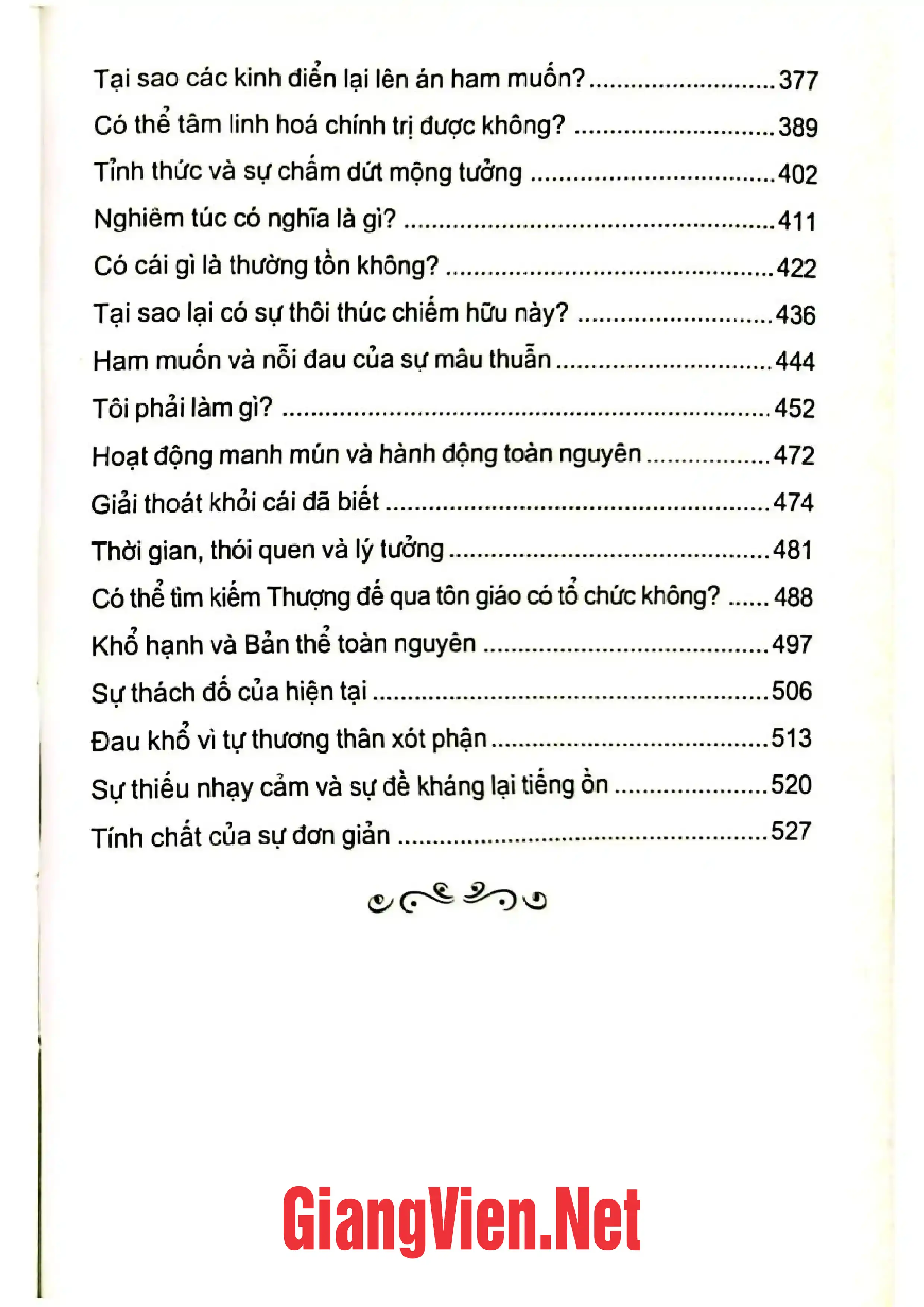 Mục lục chi tiết trang 2 sách Đường vào hiện sinh