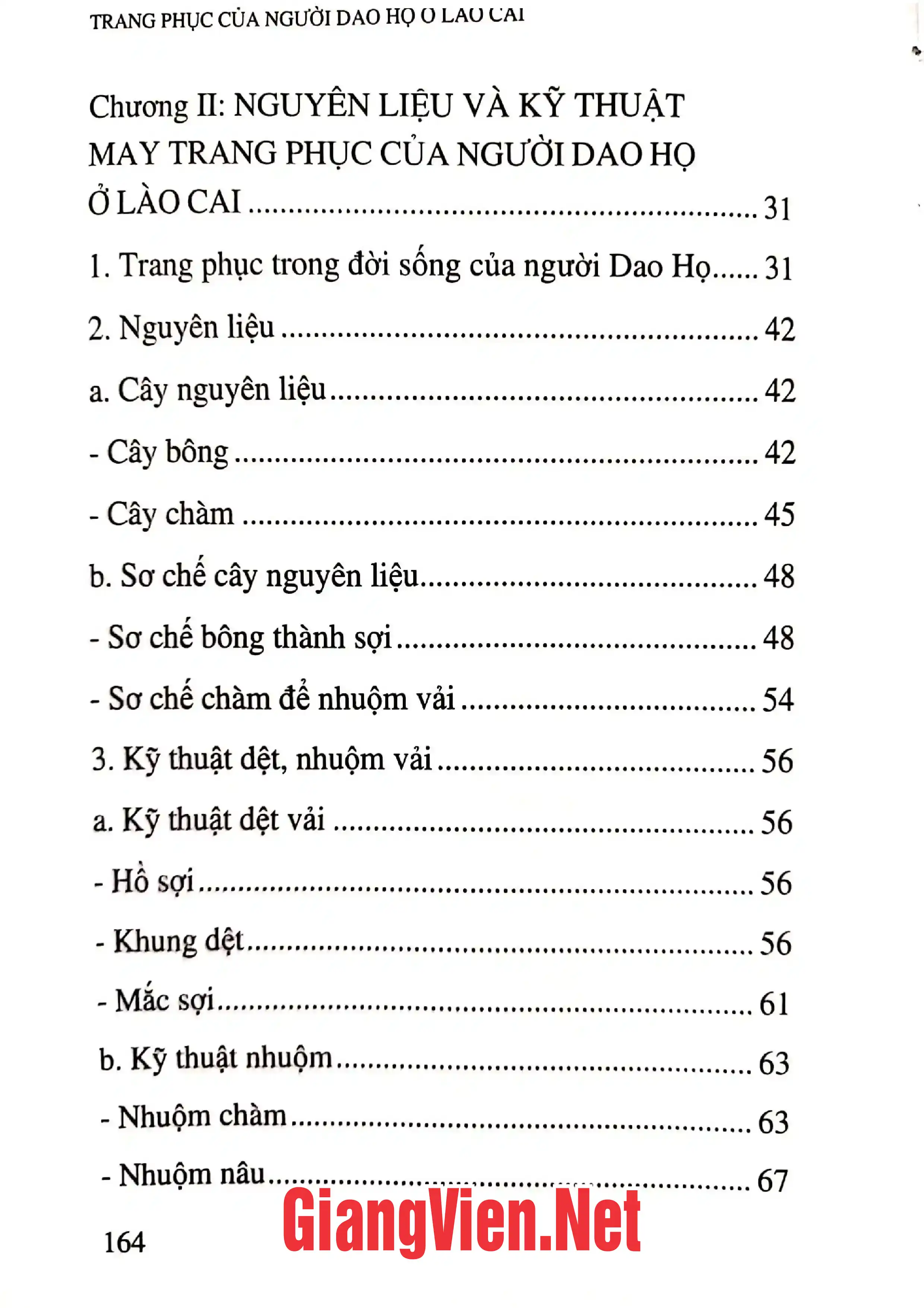 Mục lục chi tiết trang 1 sách Trang phục của người Dao Họ ở Lào Cai