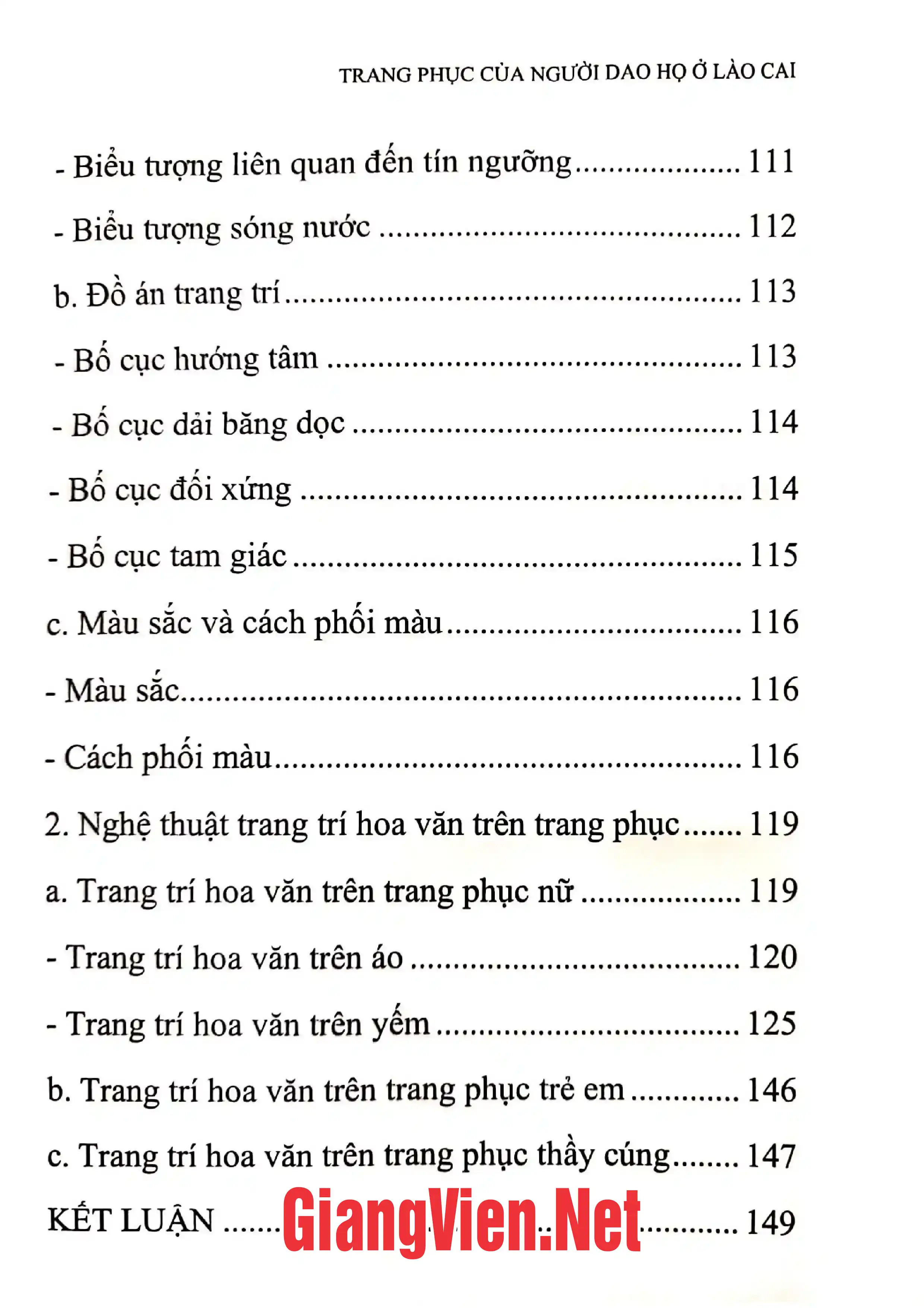Nội dung trang phụ bản giới thiệu sách Trang phục của người Dao Họ ở Lào Cai