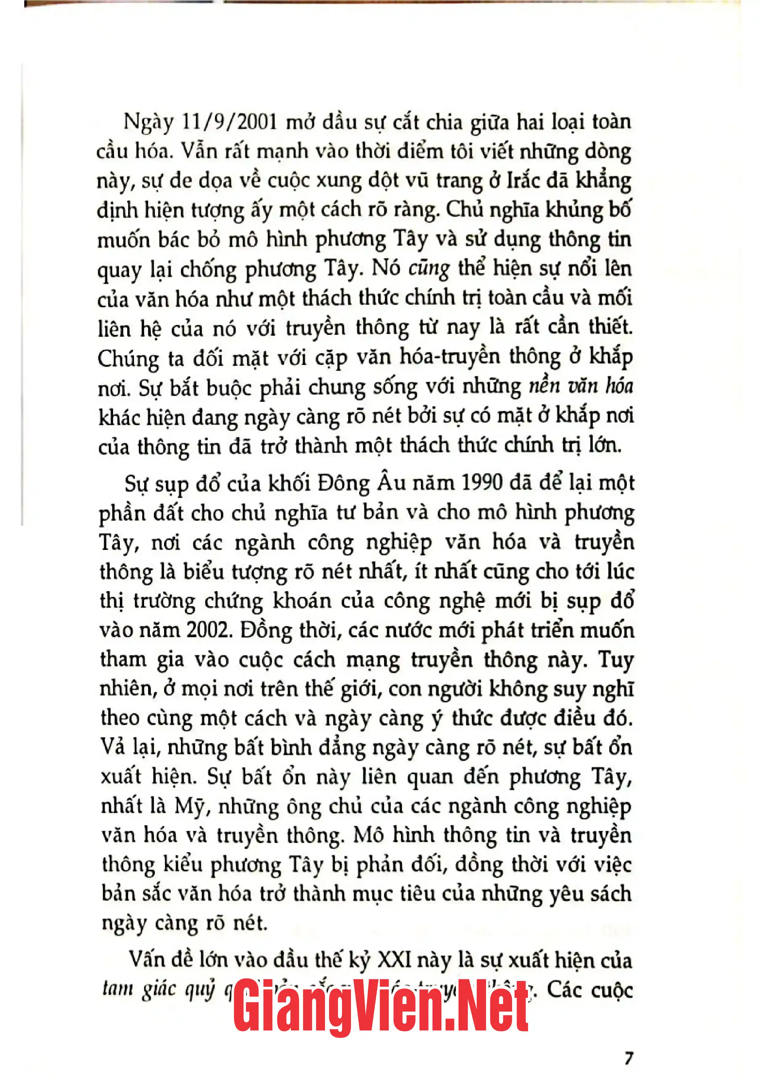 Nội dung trang phụ bản giới thiệu sách Toàn cầu hóa văn hóa