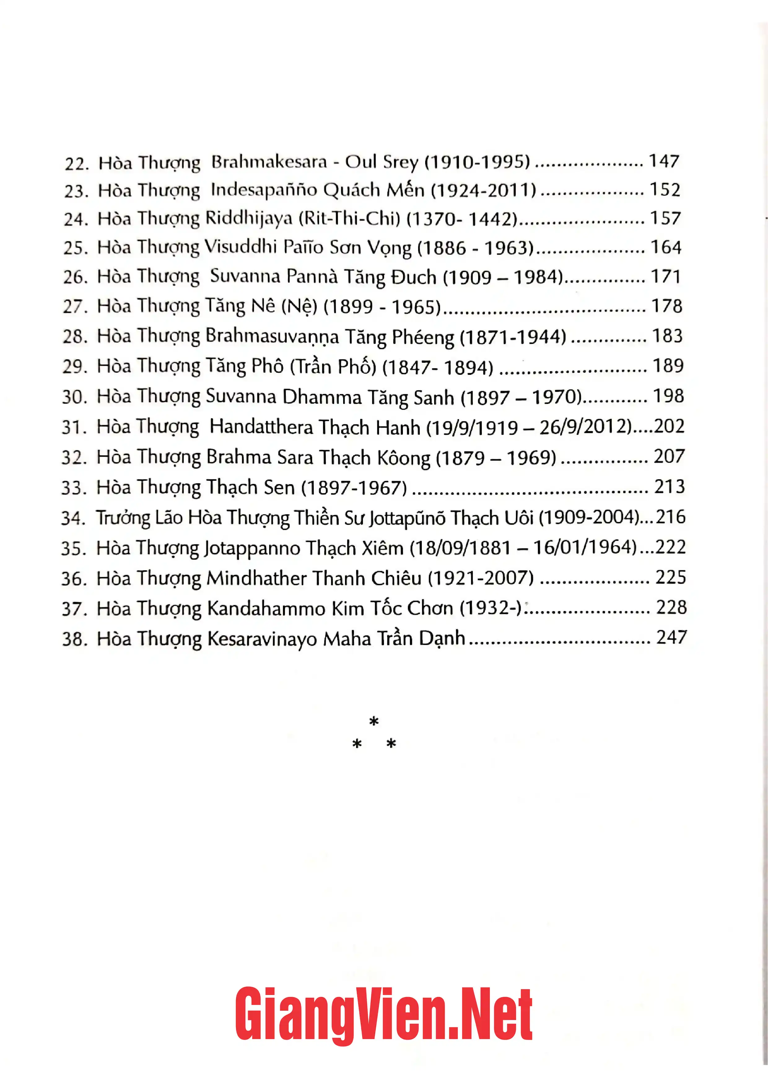 Mục lục chi tiết trang 1 sách Danh tăng Phật giáo Nam Tông Khmer