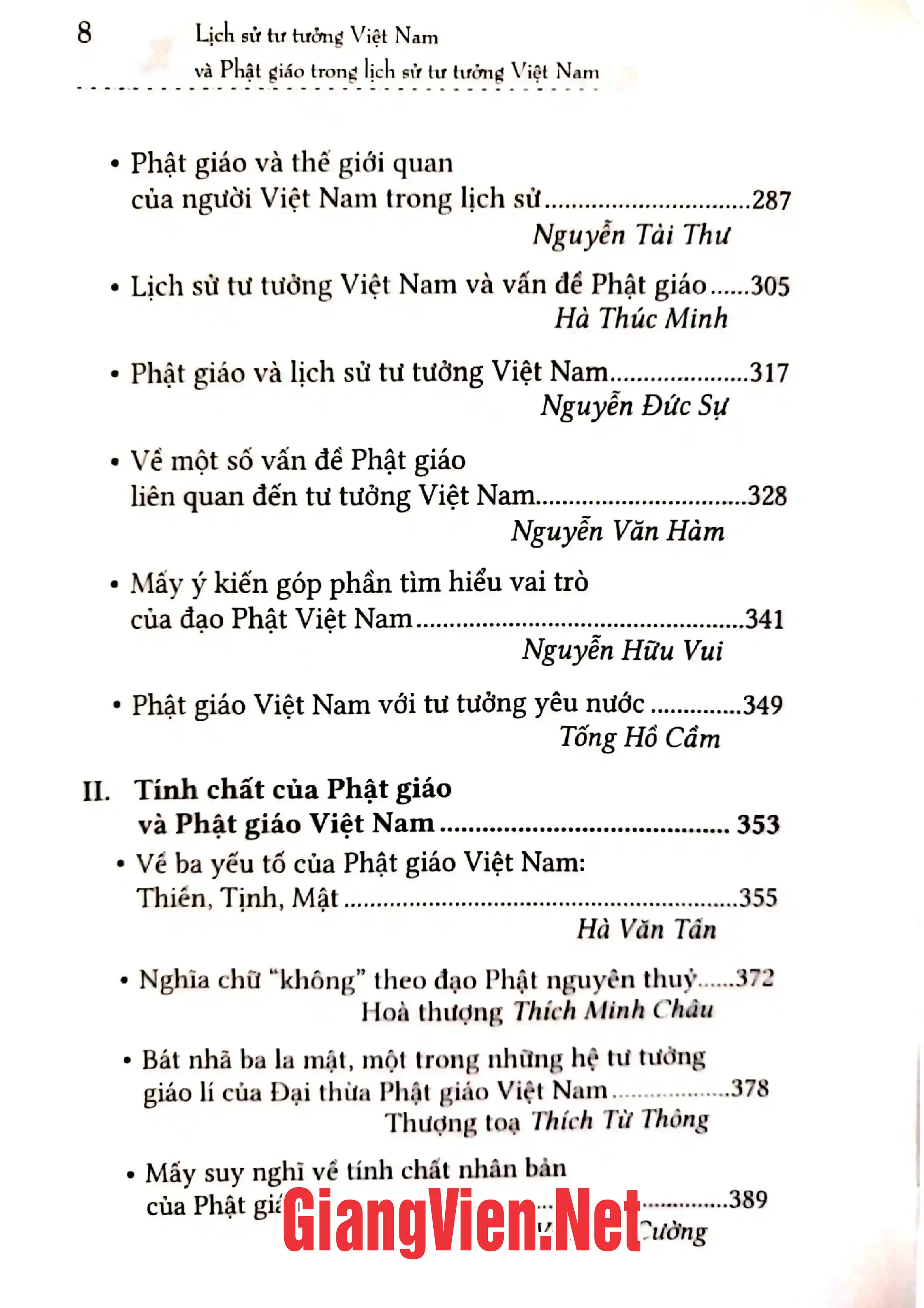 Mục lục chi tiết trang 3 sách Lịch sử tư tưởng Việt Nam và Phật giáo trong lịch sử tư tưởng Việt Nam