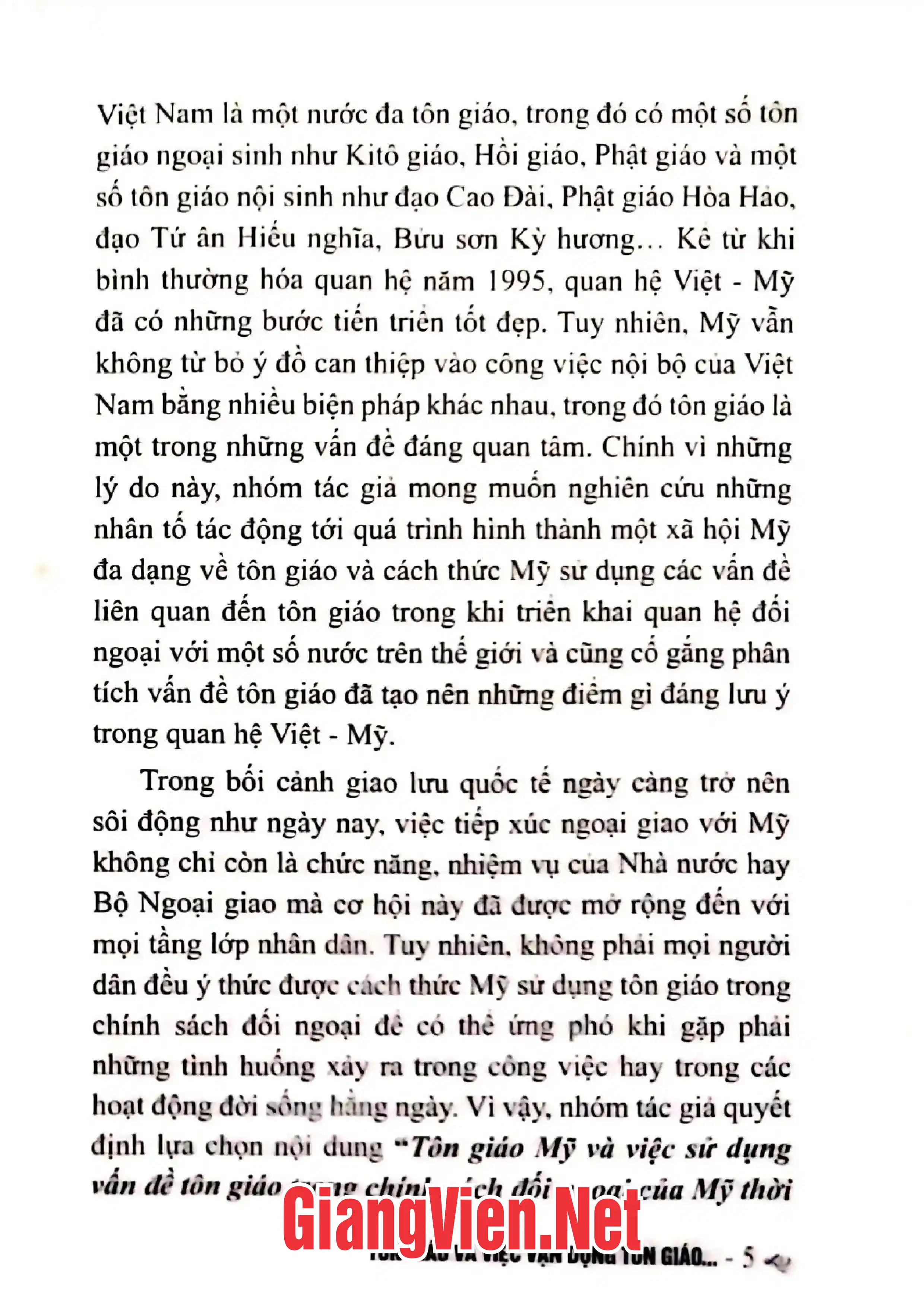Mục lục chi tiết trang 2 sách Tôn giáo Mỹ và việc sử dụng vấn đề tôn giáo trong chính sách đối ngoại Mỹ thời kỳ sau chiến tranh lạnh