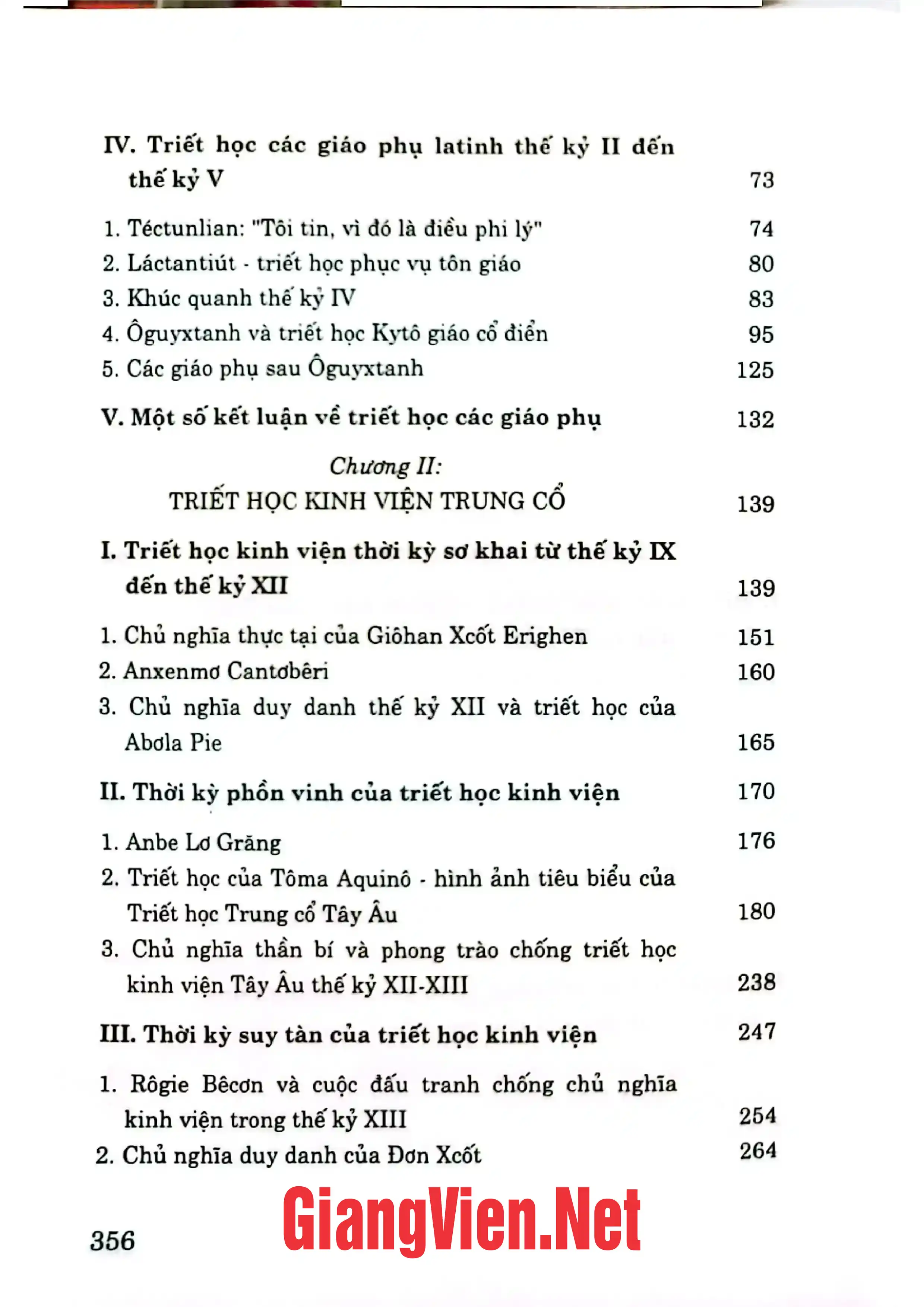 Mục lục chi tiết trang 1 sách Triết học Trung cổ Tây Âu