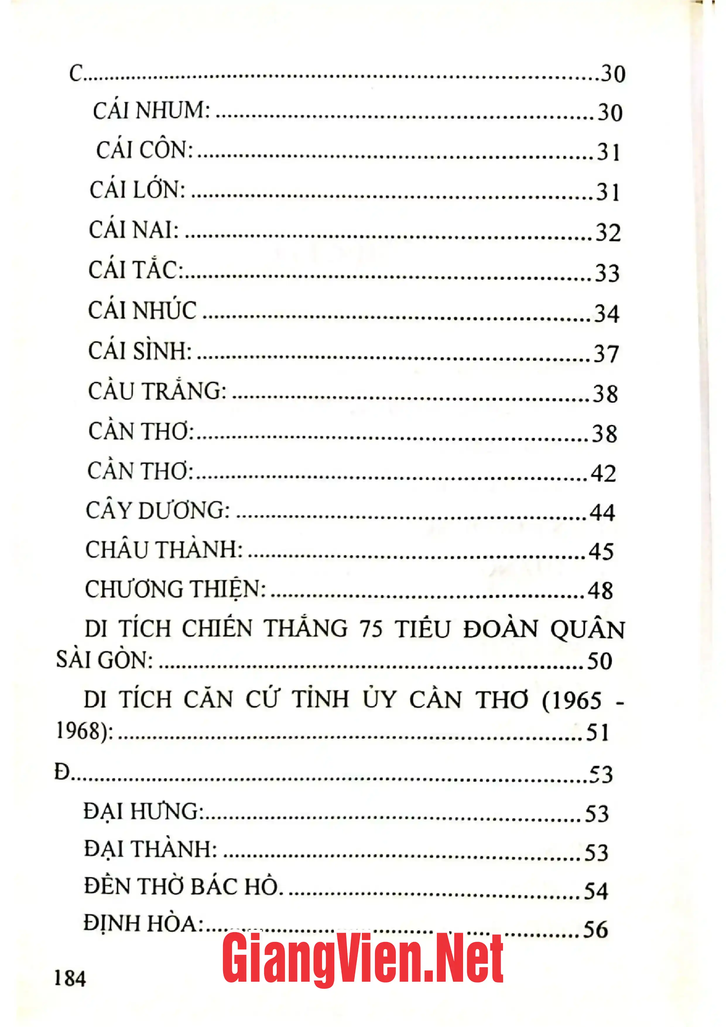 Mục lục chi tiết trang 1 sách Địa danh Hậu Giang