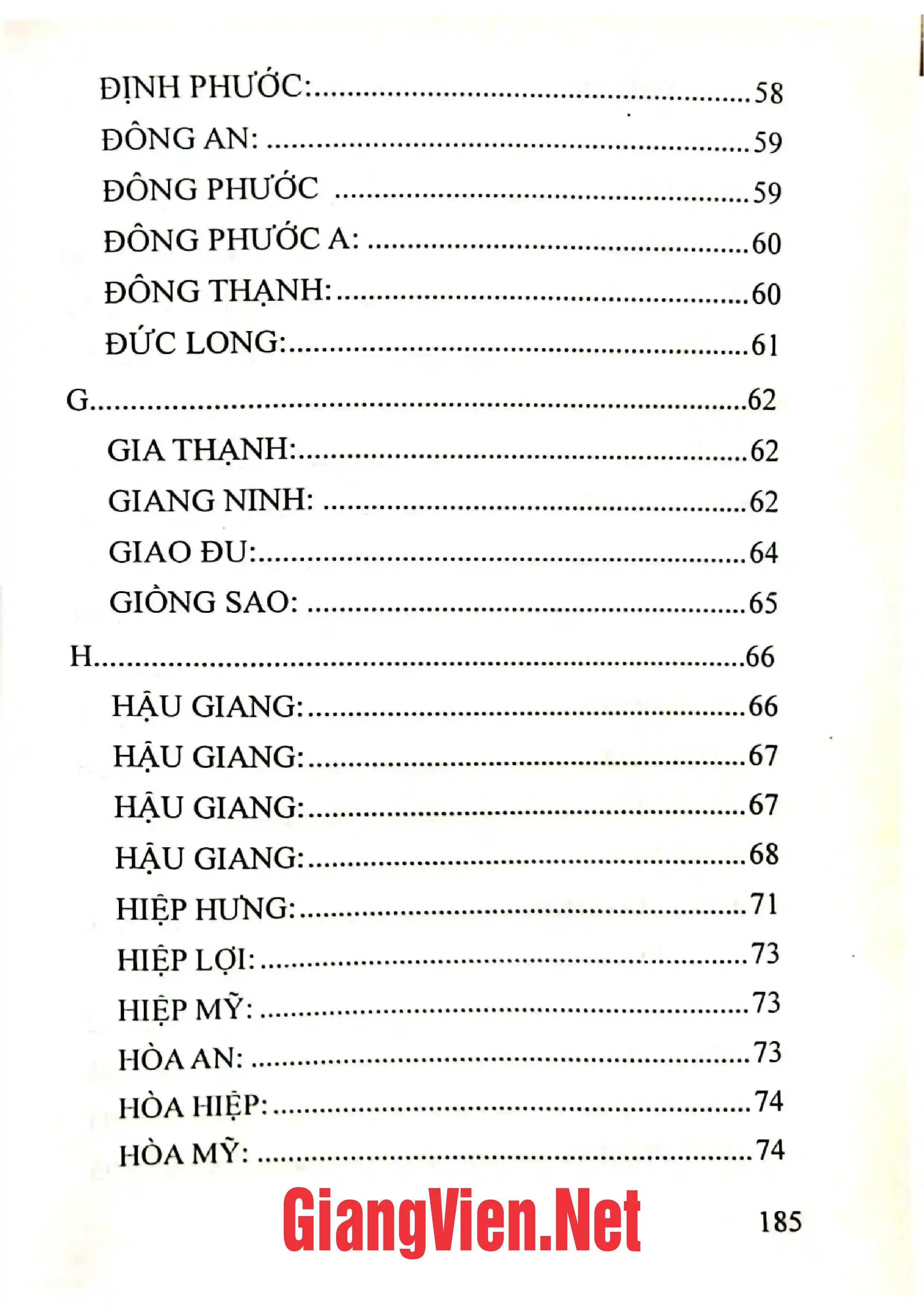 Mục lục chi tiết trang 2 sách Địa danh Hậu Giang