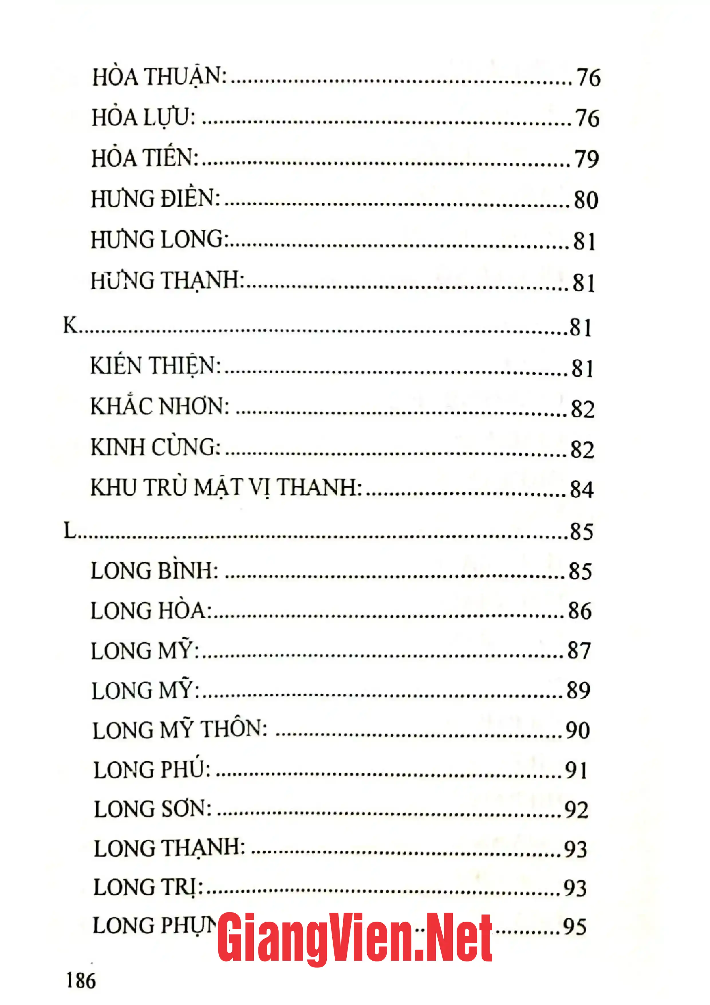 Mục lục chi tiết trang 3 sách Địa danh Hậu Giang