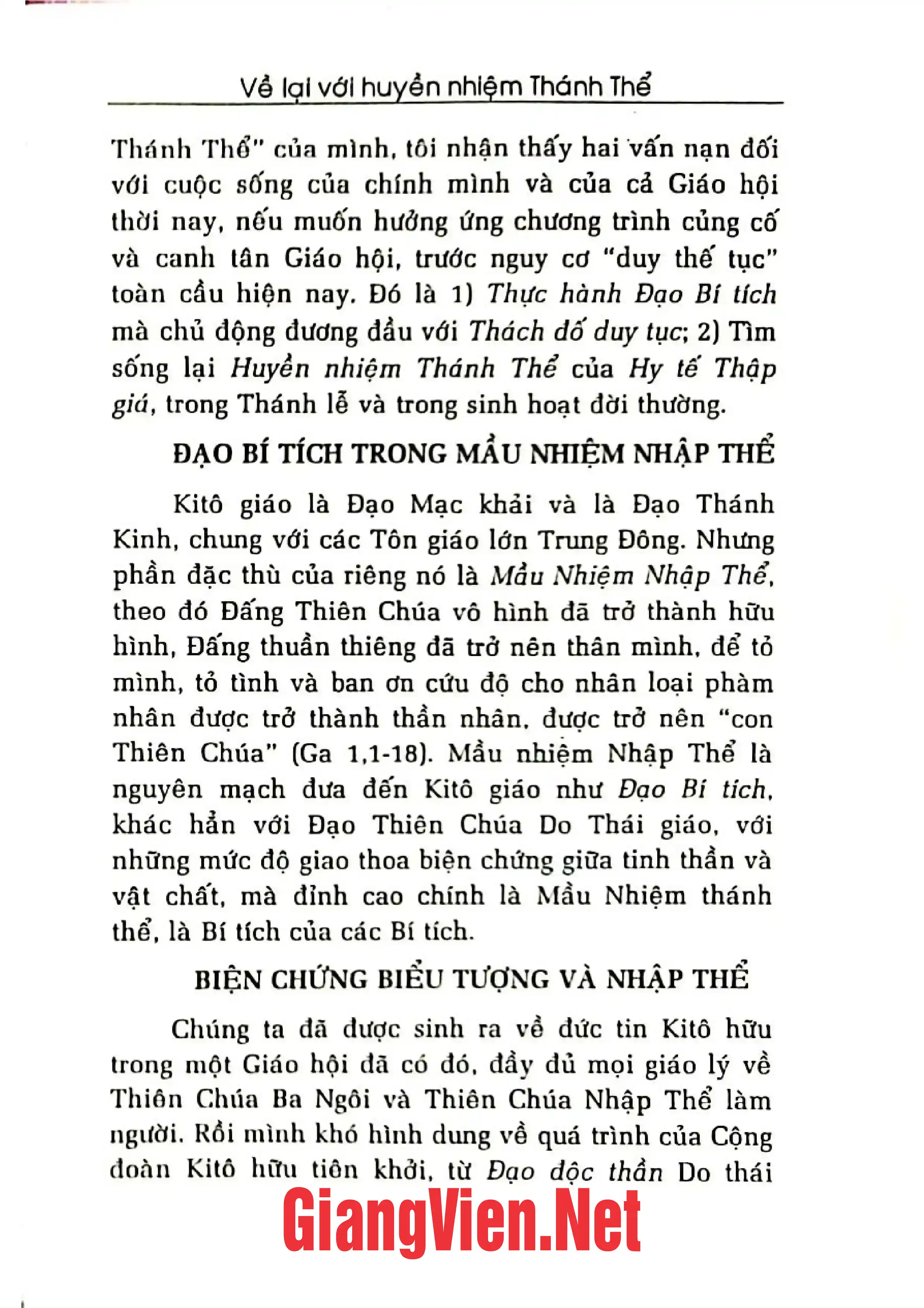 Mục lục chi tiết trang 3 sách Về lại với huyền nhiệm thánh thể