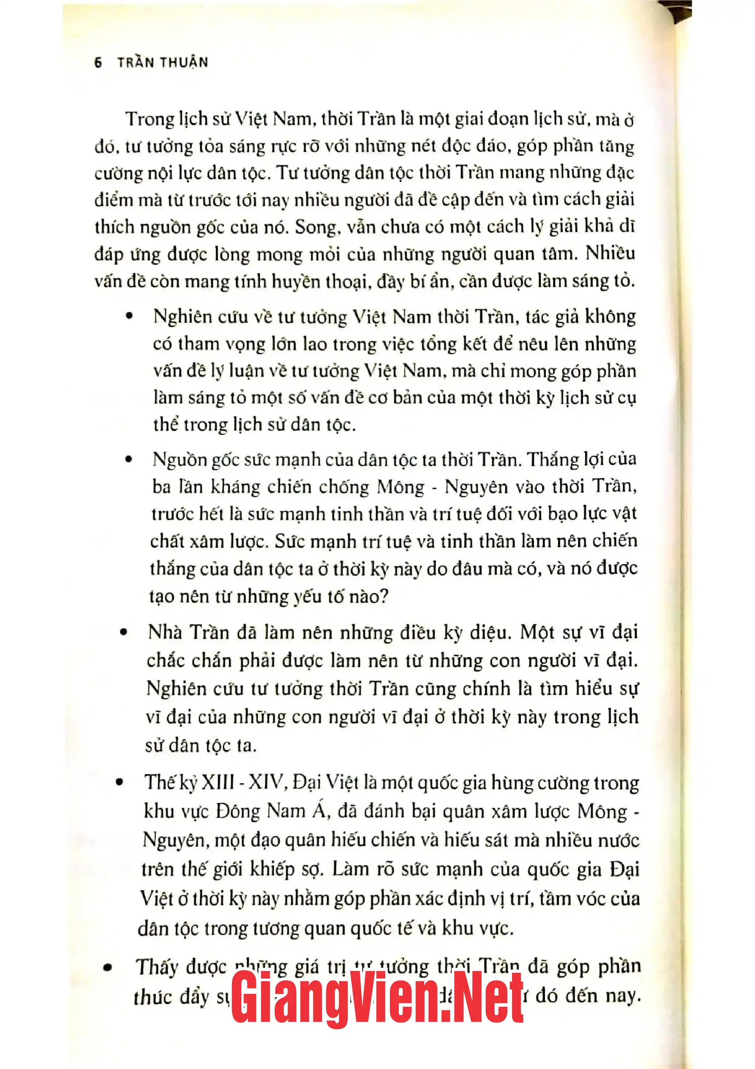Nội dung trang phụ bản giới thiệu sách Tư tưởng Việt Nam thời Trần