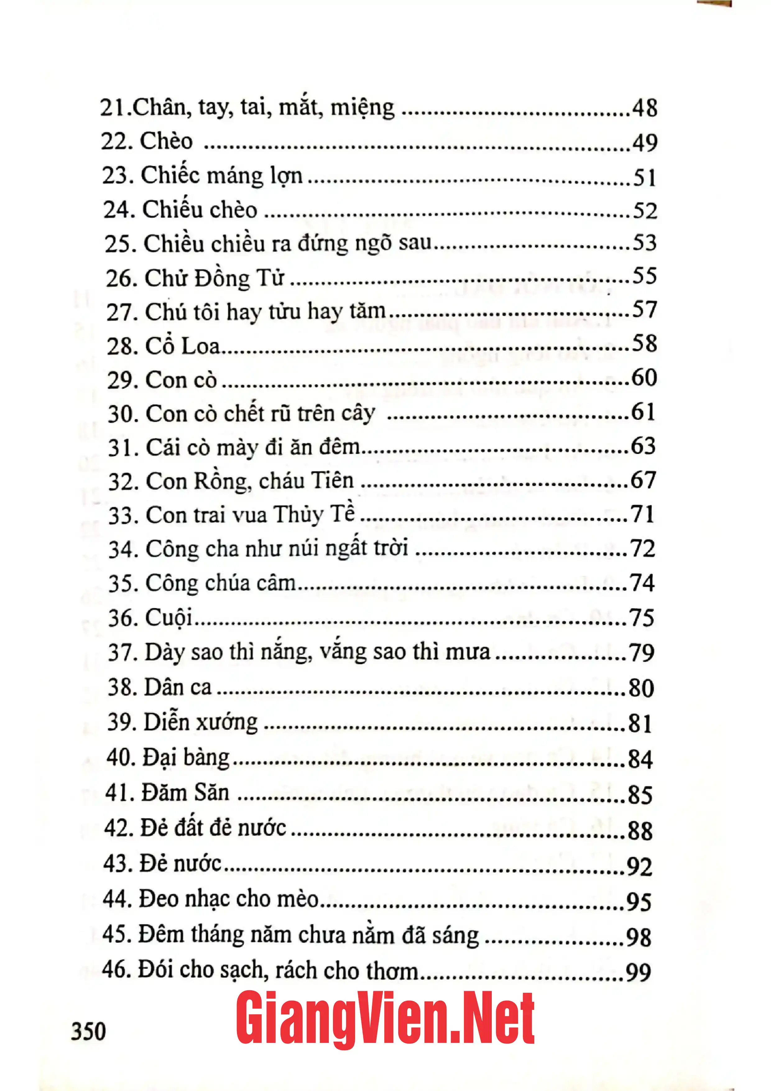 Mục lục chi tiết trang 1 sách Từ điển văn học dân gian