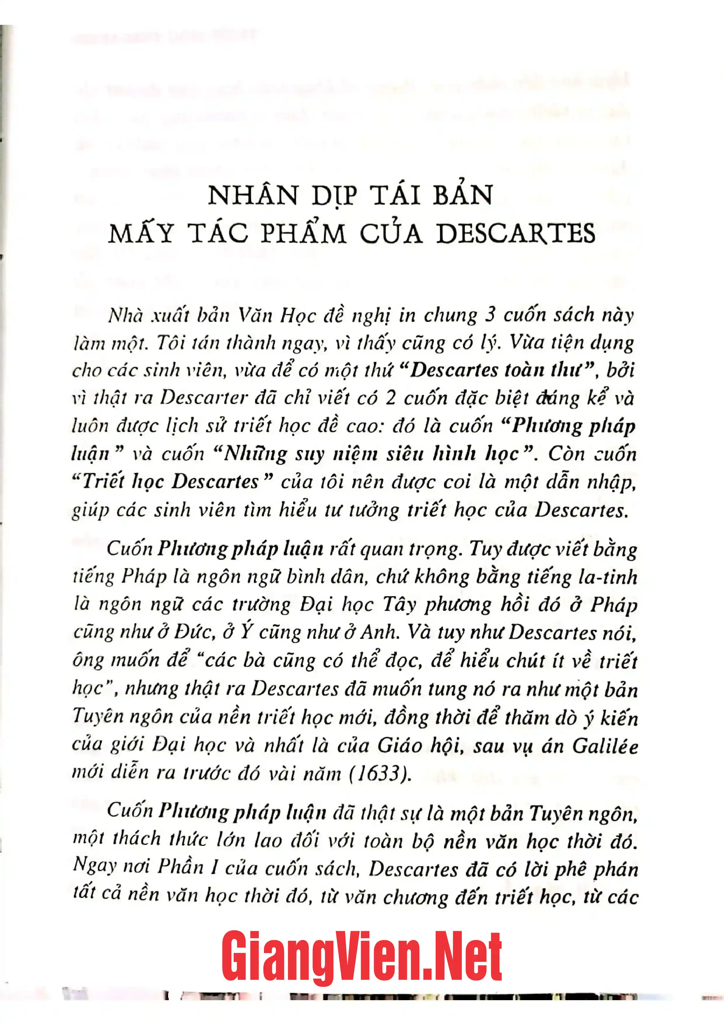 Mục lục chi tiết trang 3 sách Triết học Descartes