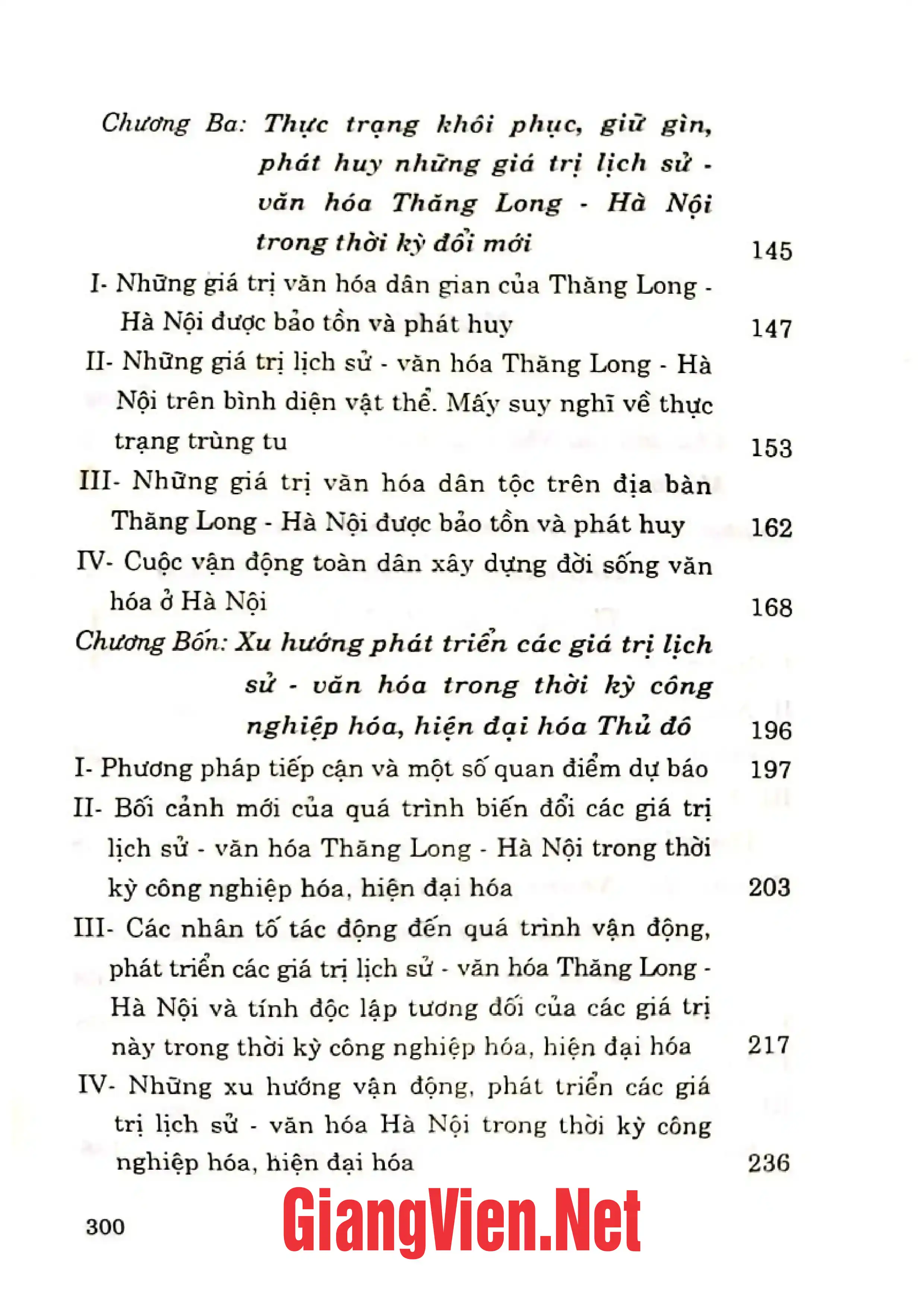 Mục lục chi tiết trang 1 sách Những giá trị lịch sử văn hoá 1000 năm Thăng Long - Hà Nội