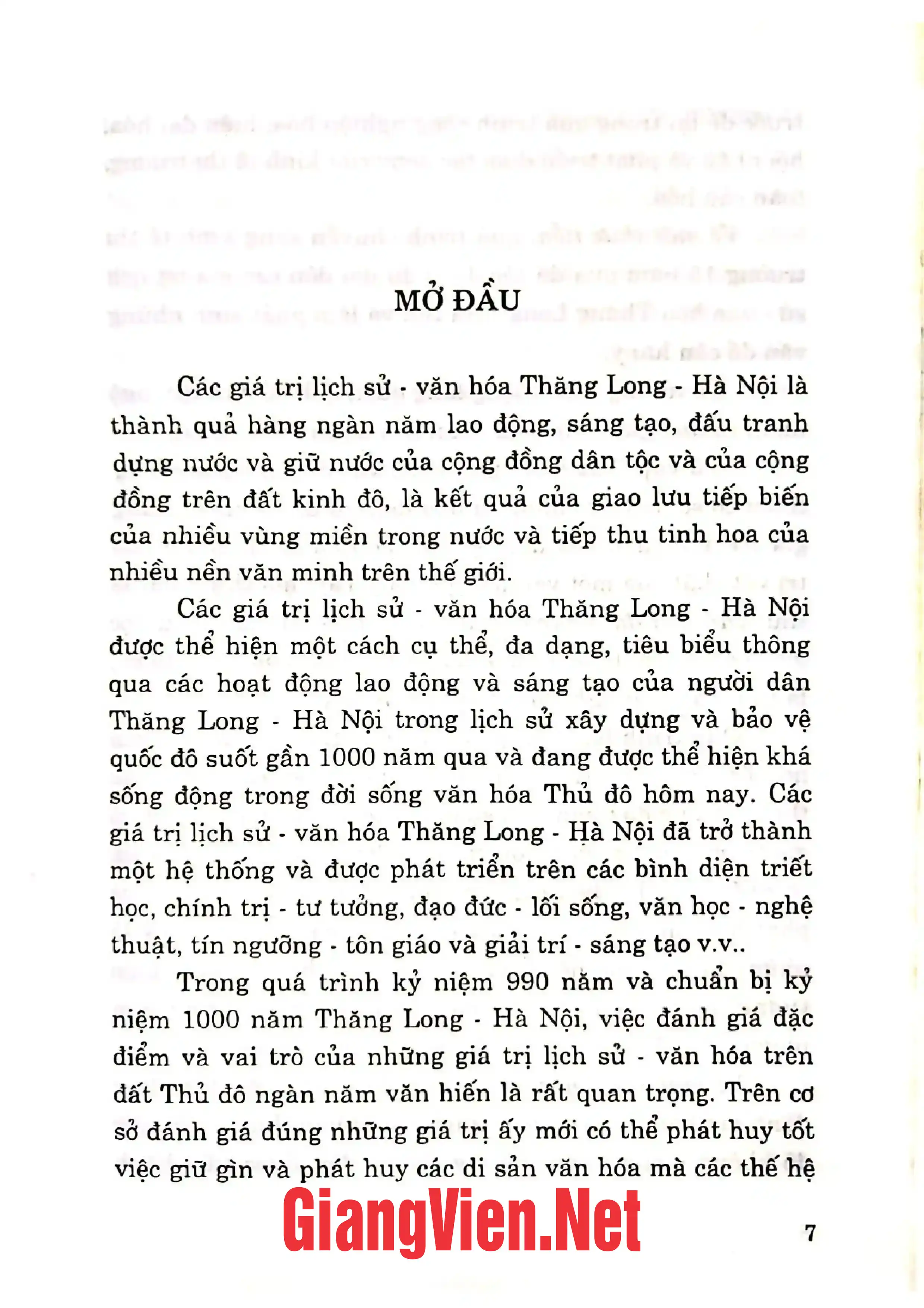 Mục lục chi tiết trang 3 sách Những giá trị lịch sử văn hoá 1000 năm Thăng Long - Hà Nội