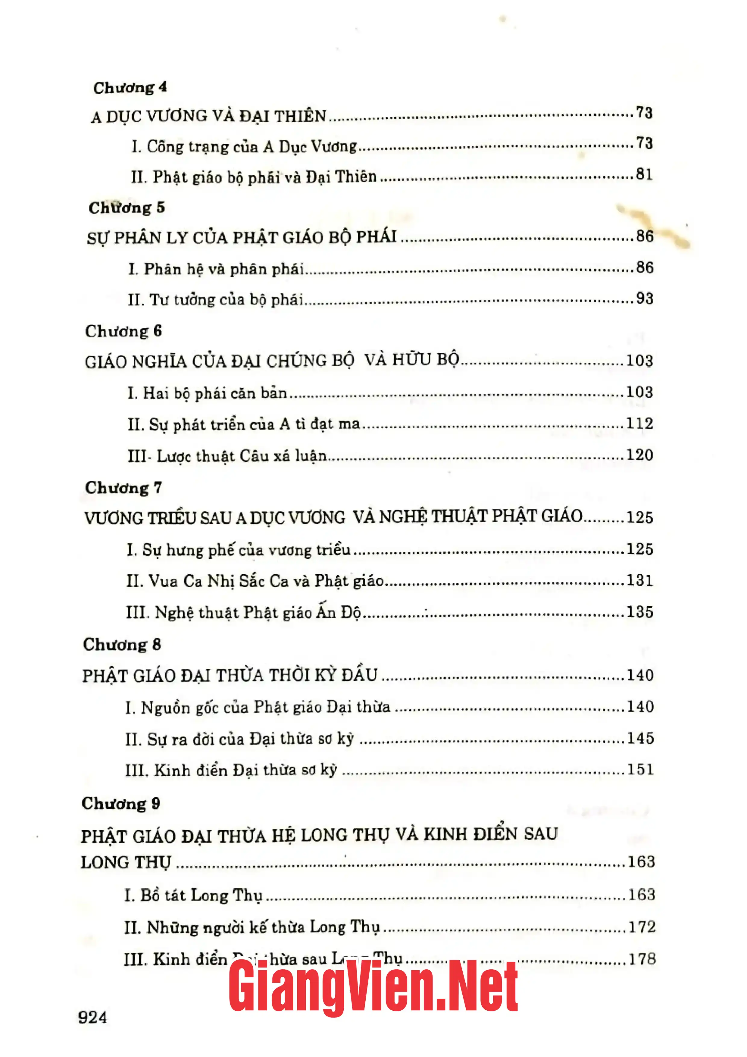 Mục lục chi tiết trang 1 sách Lịch sử Phật giáo thế giới