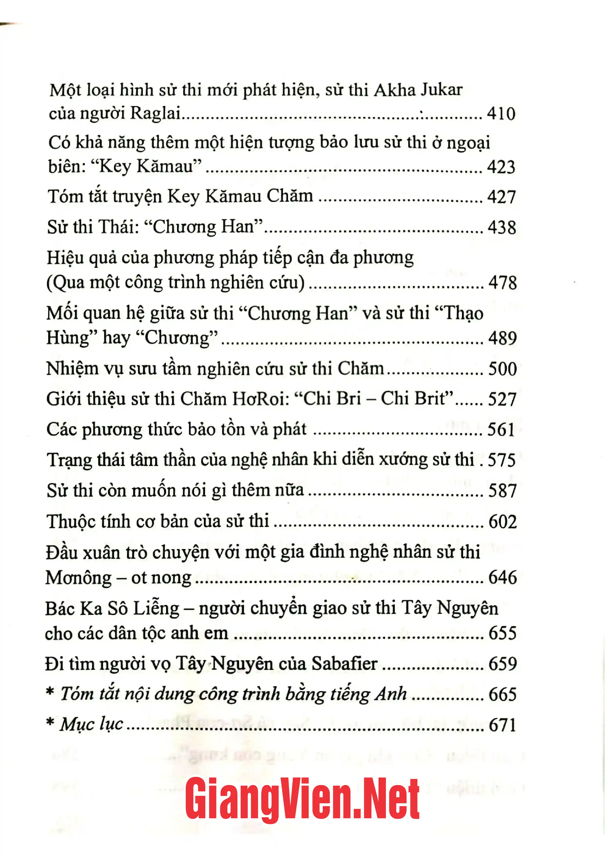 Mục lục chi tiết trang 1 sách Văn hóa dân gian các dân tộc thiểu số những giá trị đặc sắc - Tập 3: Sử thi
