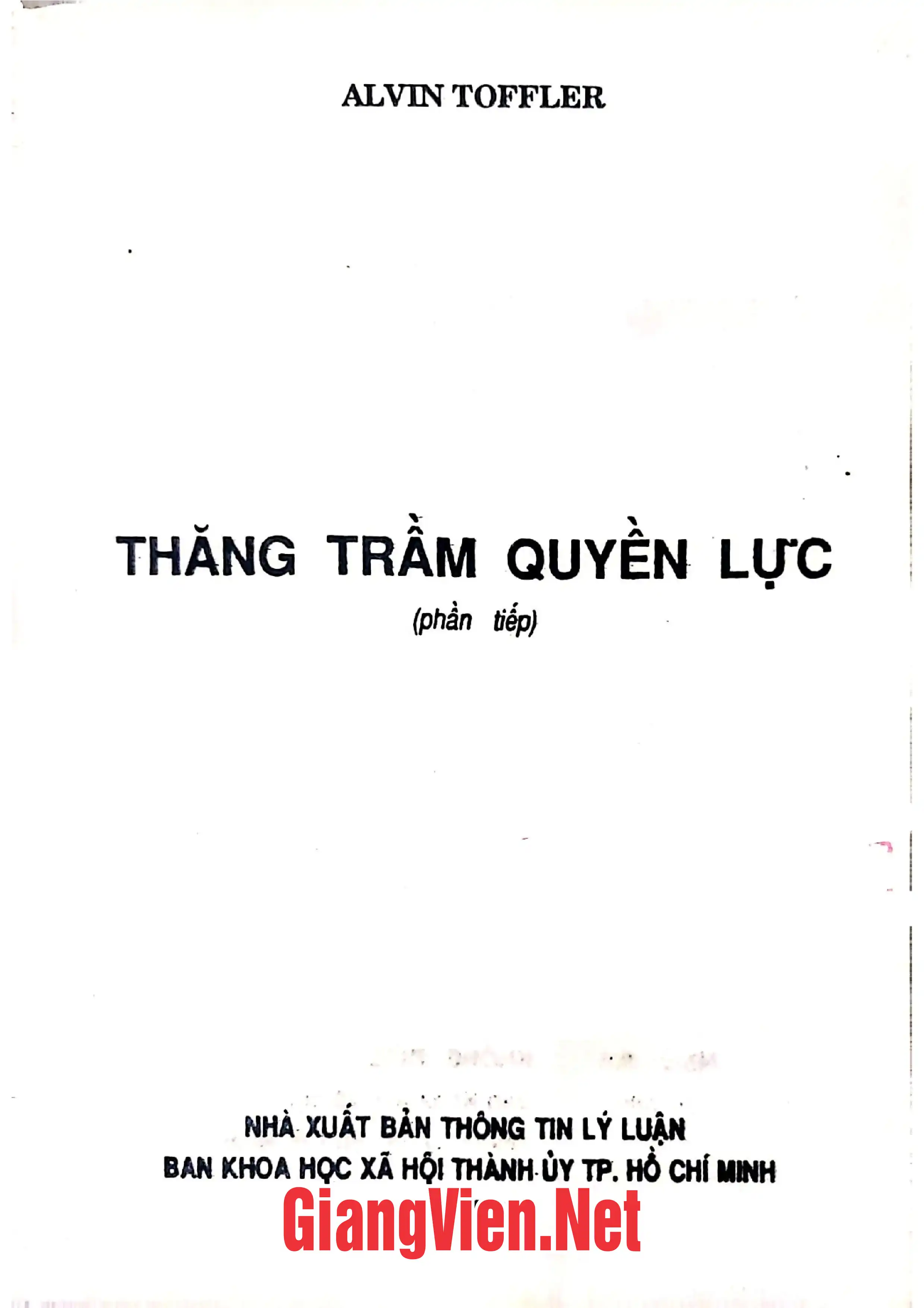 Trang bìa chính thức sách Thăng trầm quyền lực, Phần tiếp