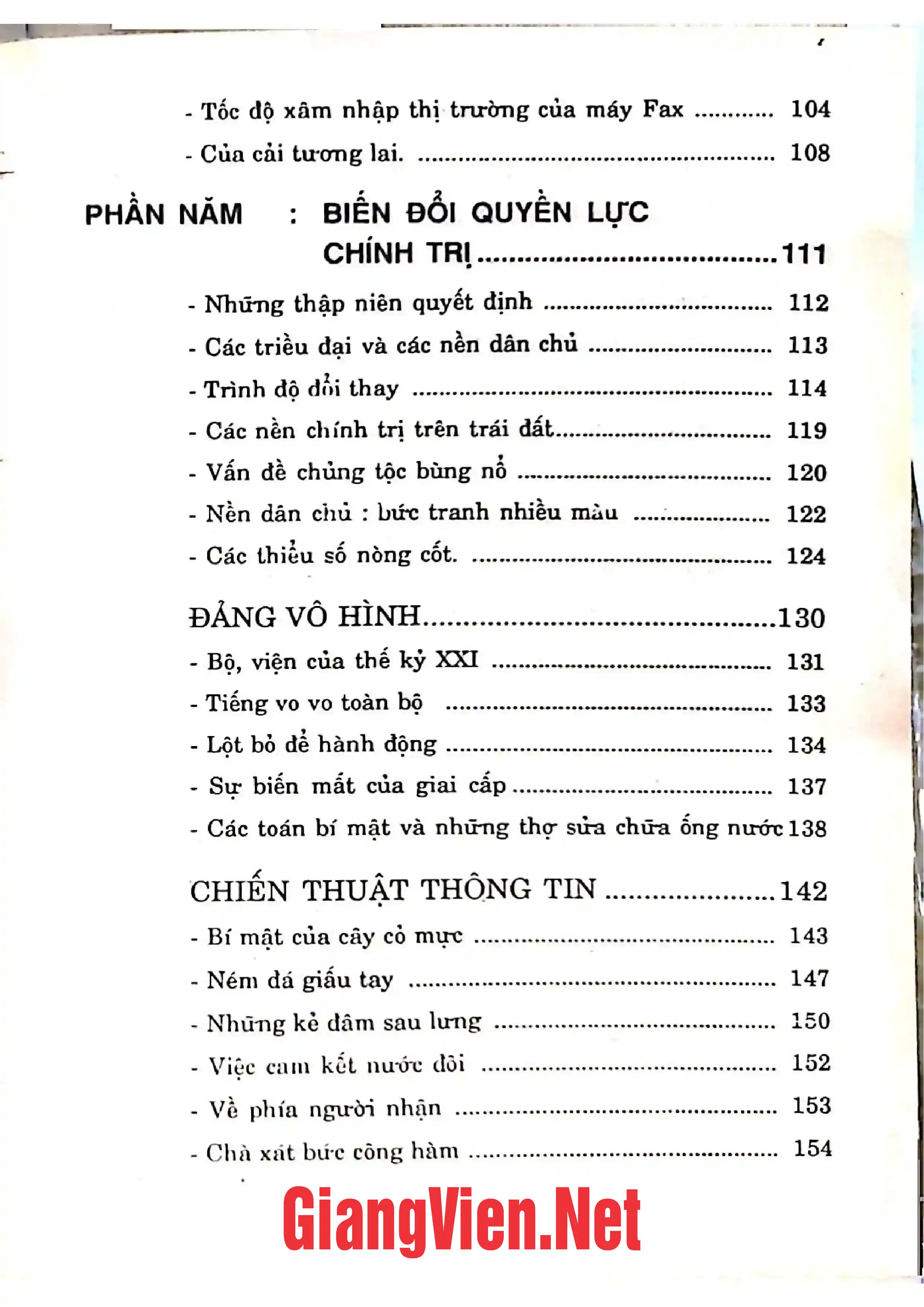 Mục lục chi tiết trang 3 sách Thăng trầm quyền lực, Phần tiếp