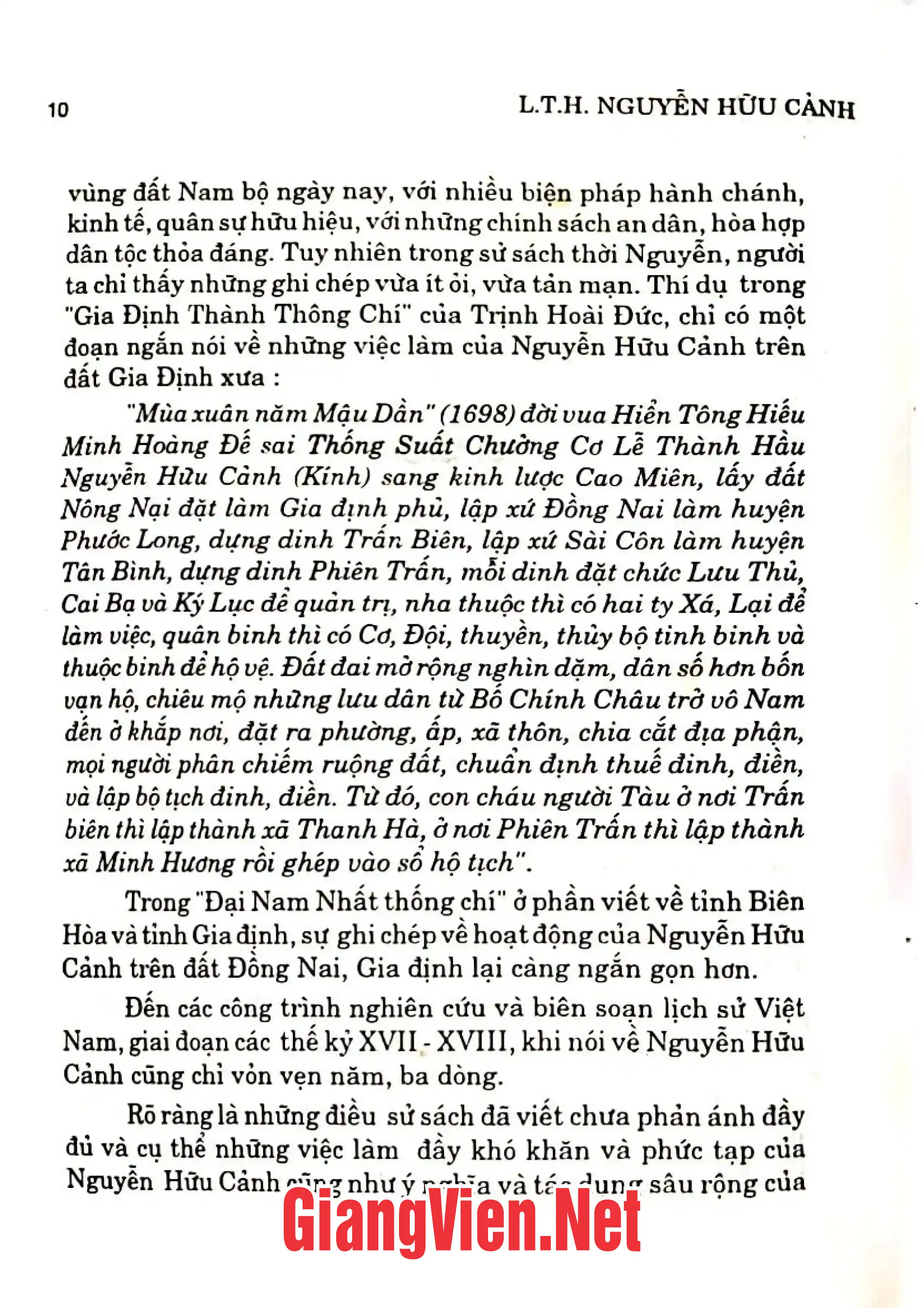 Nội dung trang phụ bản giới thiệu sách Lễ Thành Hầu Nguyễn Hữu Cảnh 1650 - 1700, Với công cuộc khai sáng miền Nam nước Việt cuối thế kỷ 17