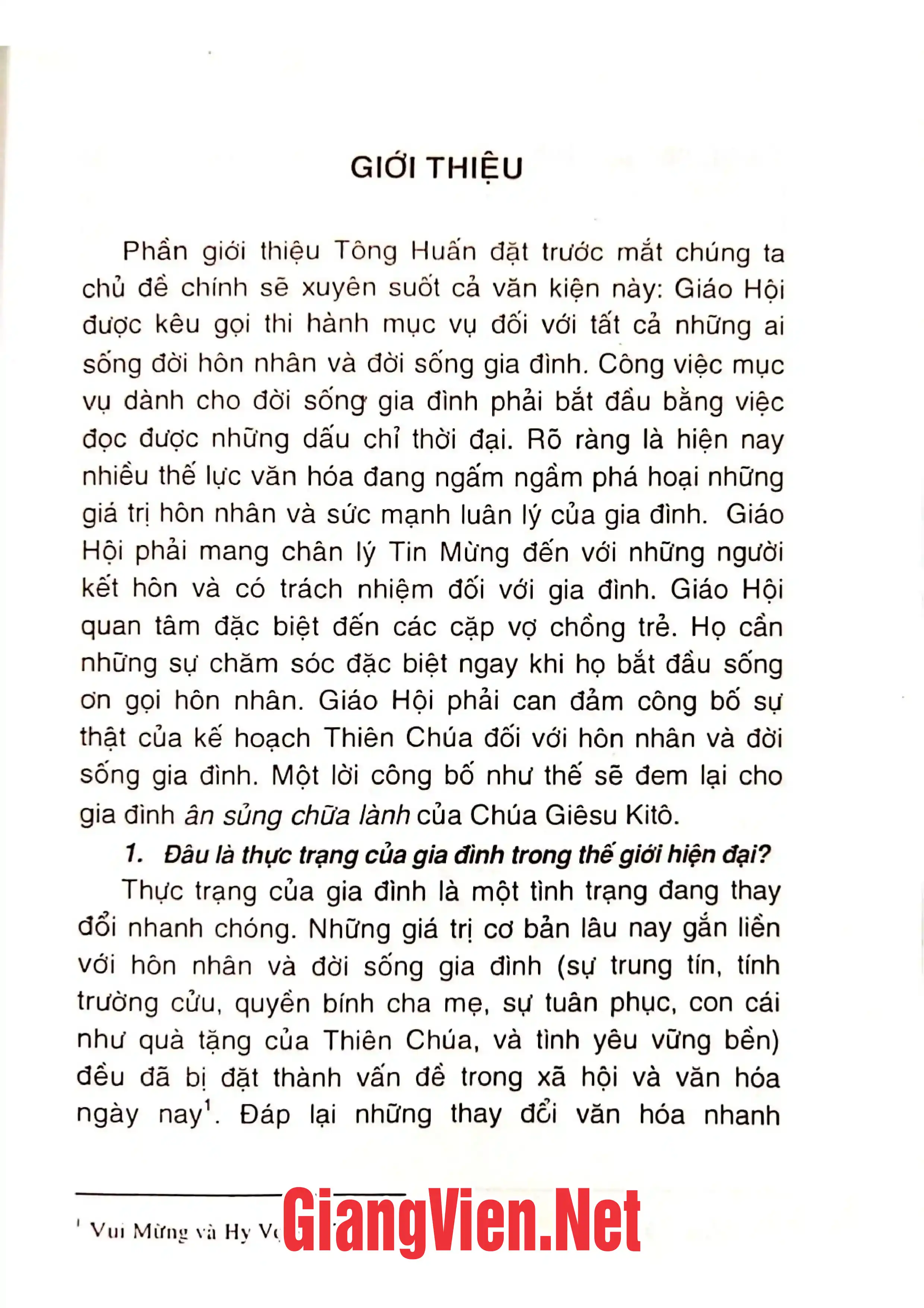 Trang bìa chính thức sách Hướng dẫn và học hỏi Tông huấn Familiaris Consortio