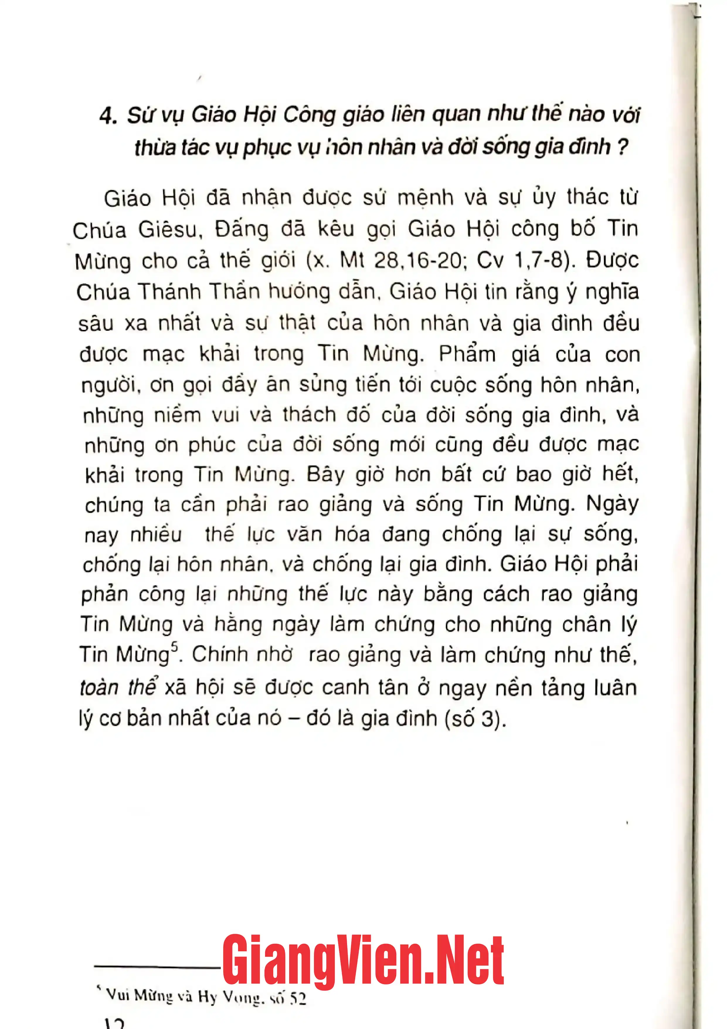 Mục lục chi tiết trang 3 sách Hướng dẫn và học hỏi Tông huấn Familiaris Consortio