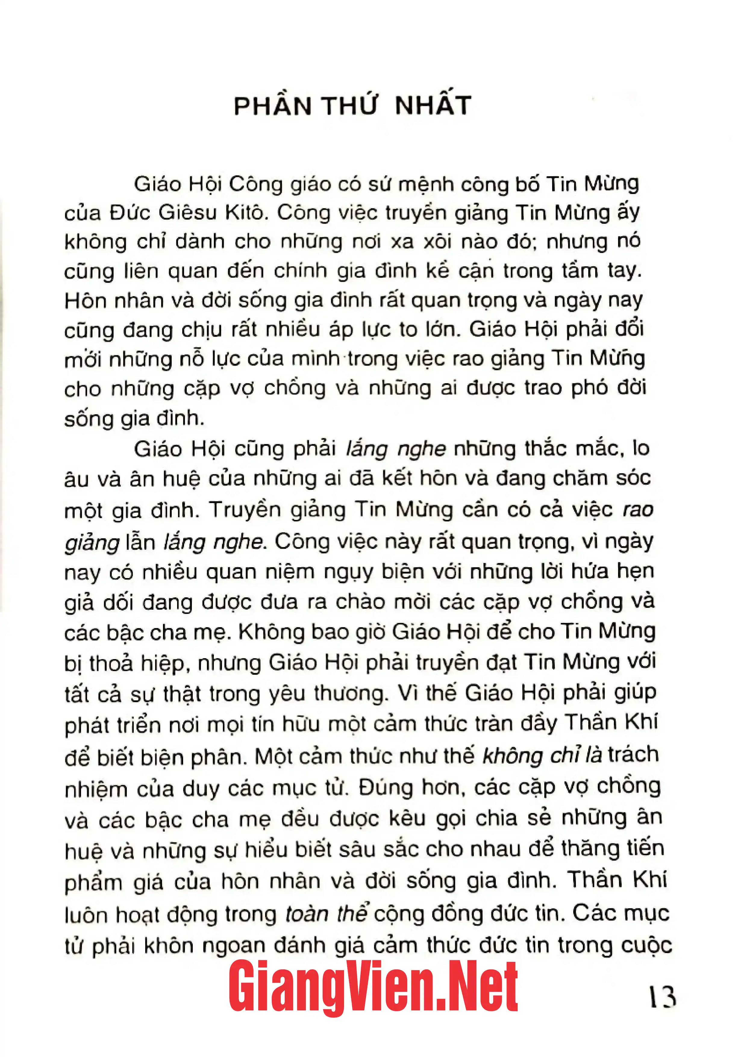 Nội dung trang phụ bản giới thiệu sách Hướng dẫn và học hỏi Tông huấn Familiaris Consortio