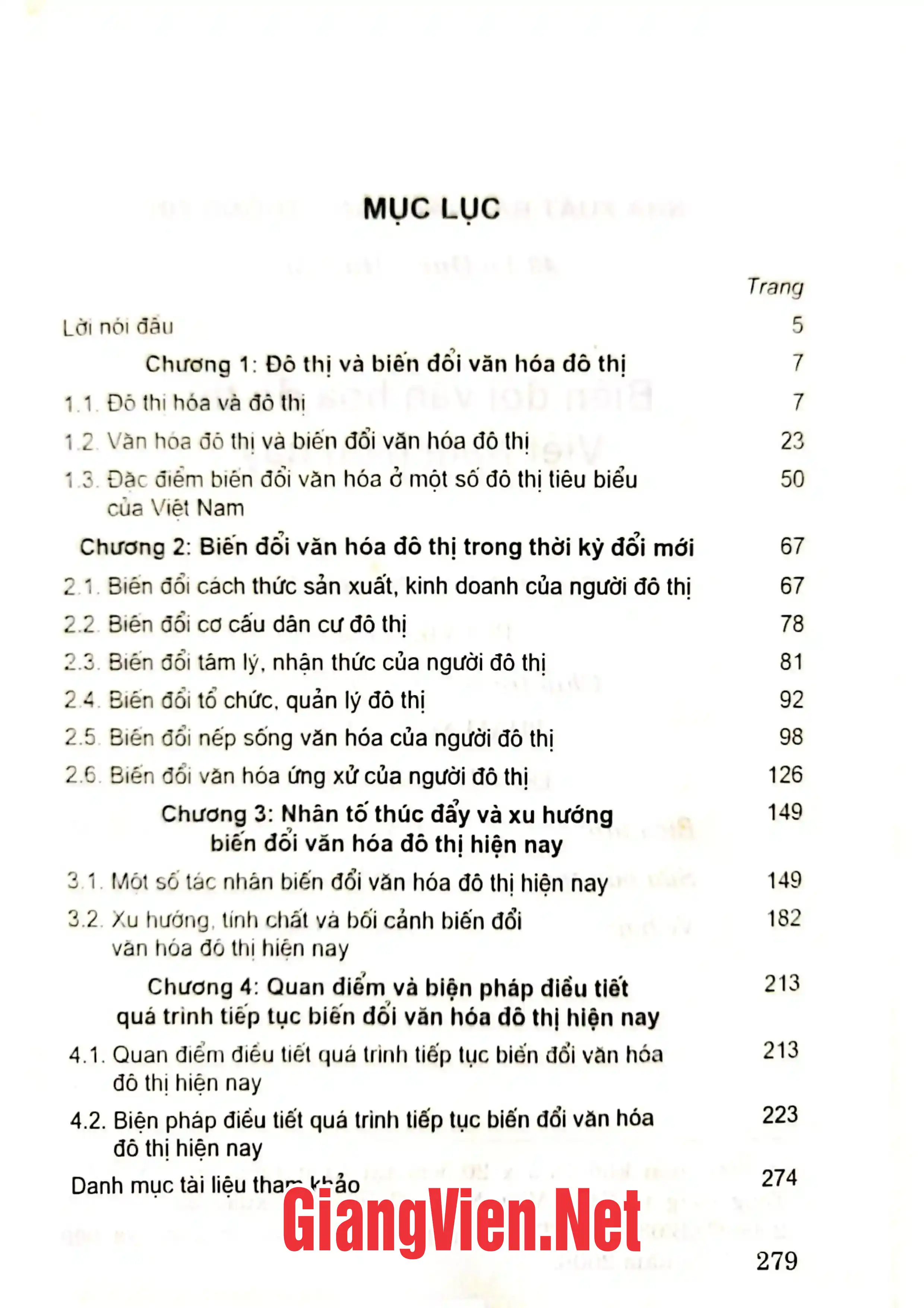 Trang bìa chính thức sách Biến đổi văn hóa đô thị Việt Nam hiện nay