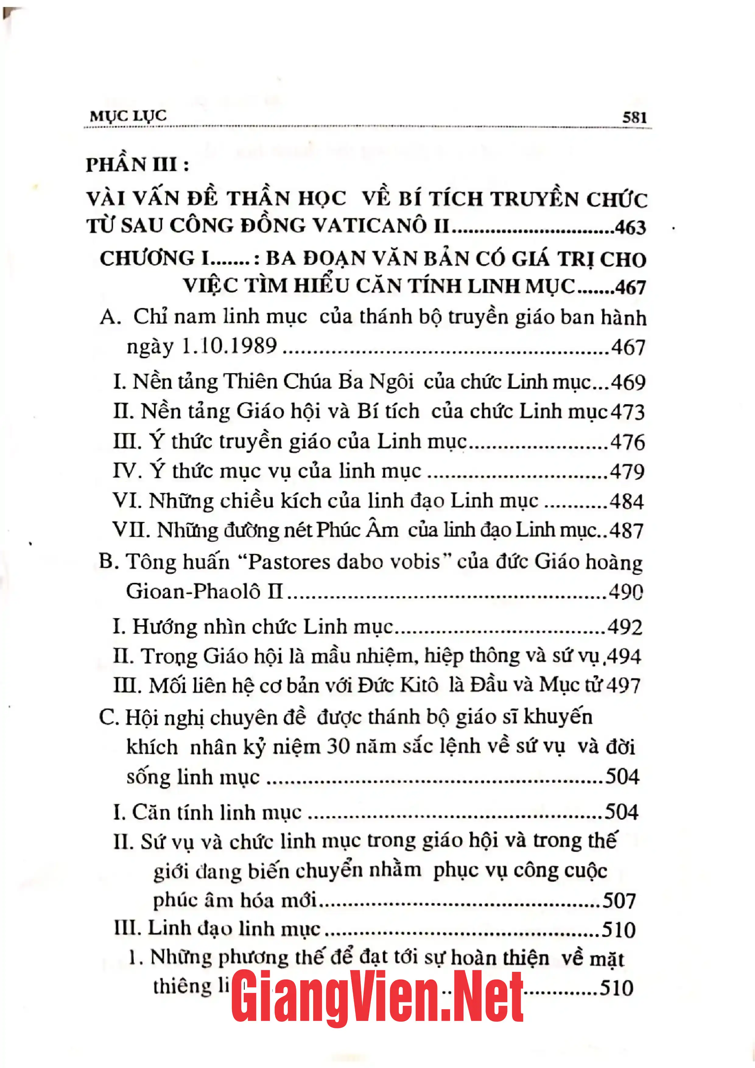 Nội dung mục lục và hình ảnh sách Bí tích học - Tập VI - Bí tích truyền chức - Trang 5