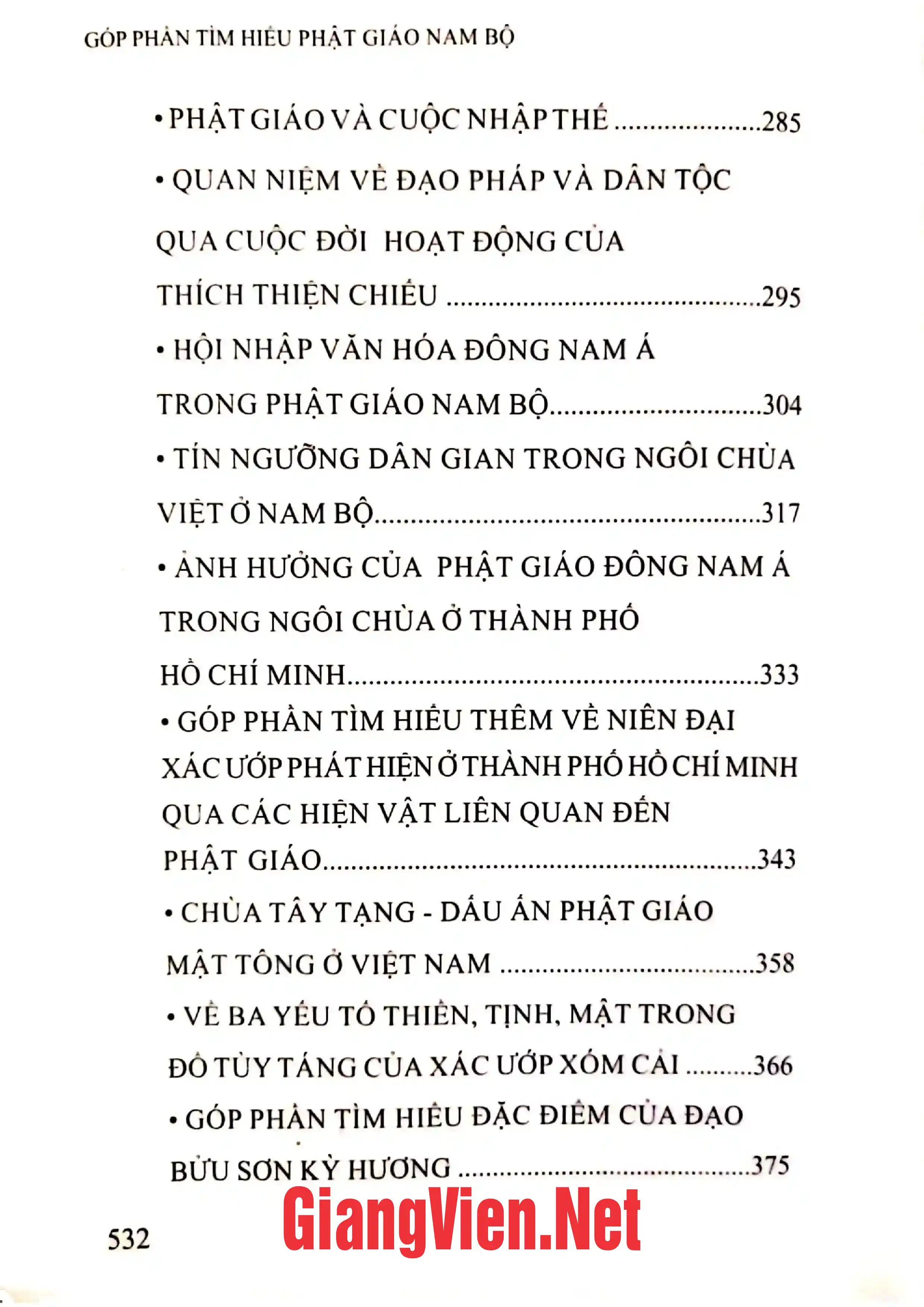 Mục lục chi tiết trang 3 sách Góp phần tìm hiểu Phật giáo Nam bộ