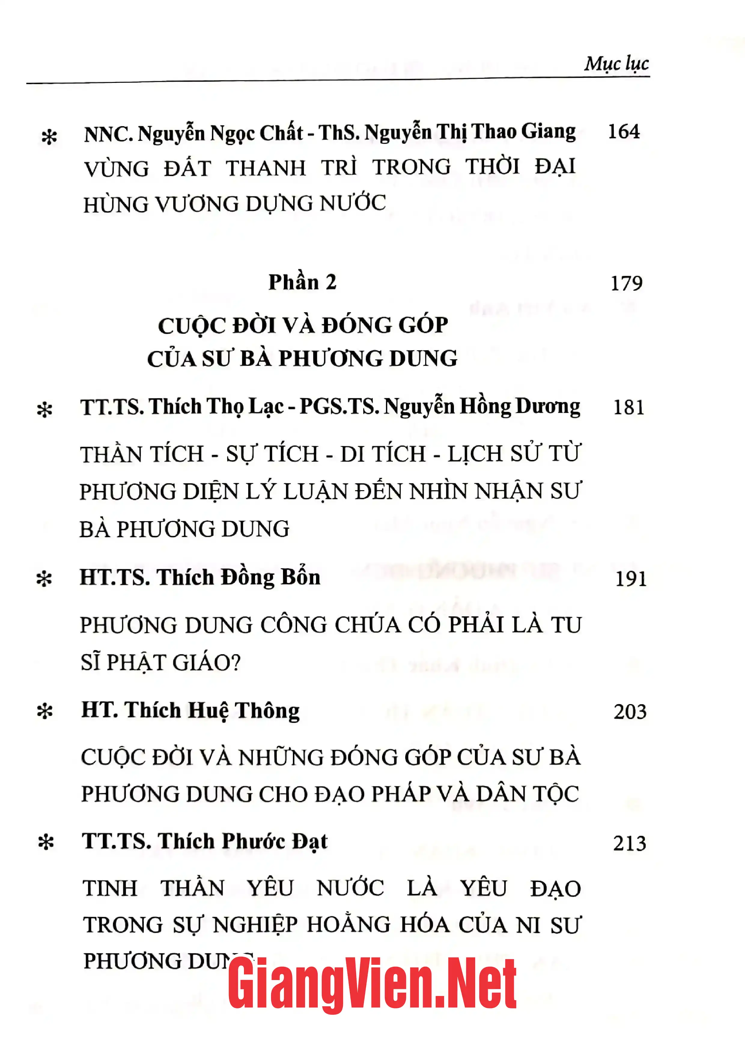 Mục lục chi tiết trang 2 sách Sư bà Phương Dung với Đạo pháp và Dân tộc