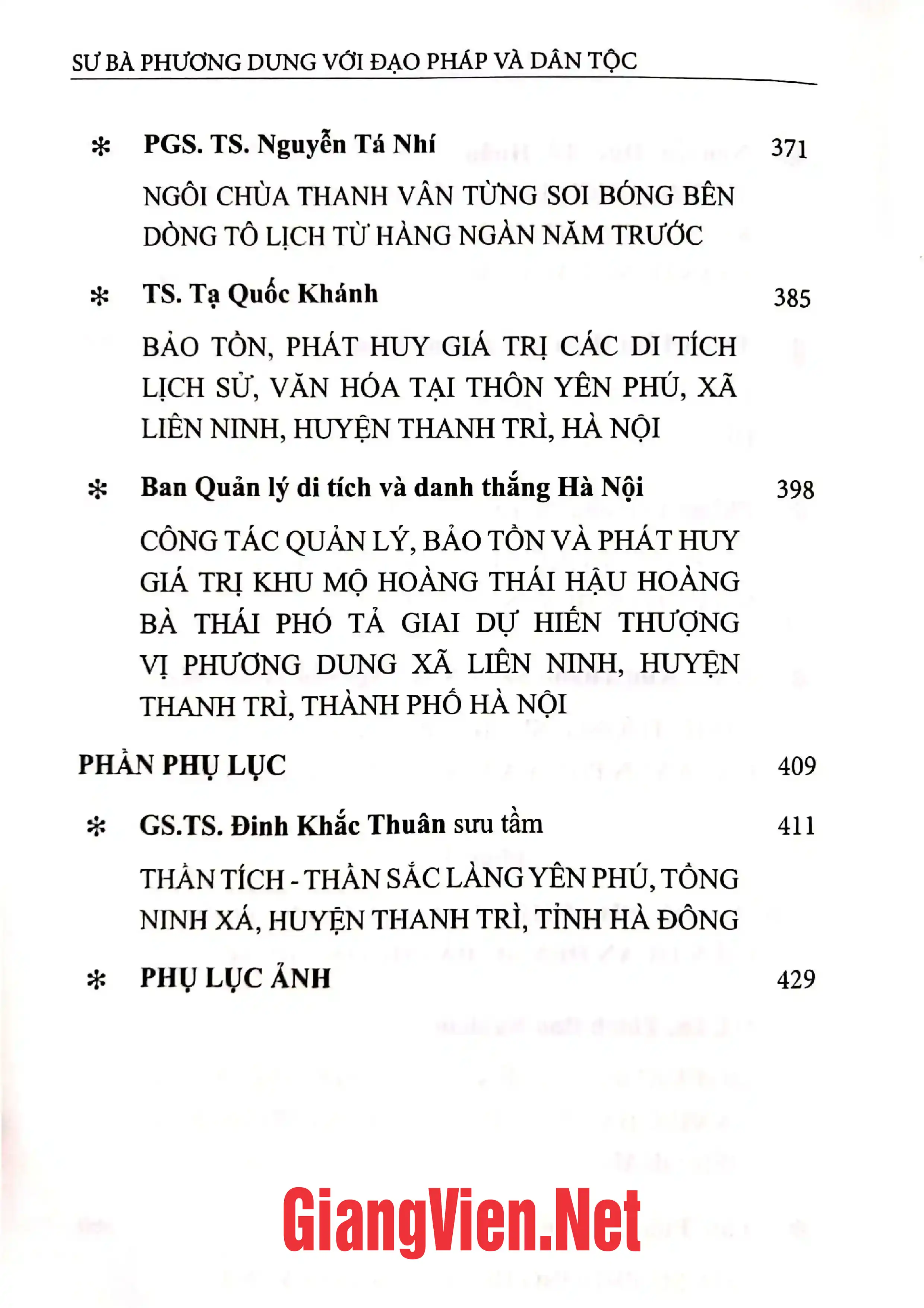 Nội dung mục lục và hình ảnh sách Sư bà Phương Dung với Đạo pháp và Dân tộc - Trang 5