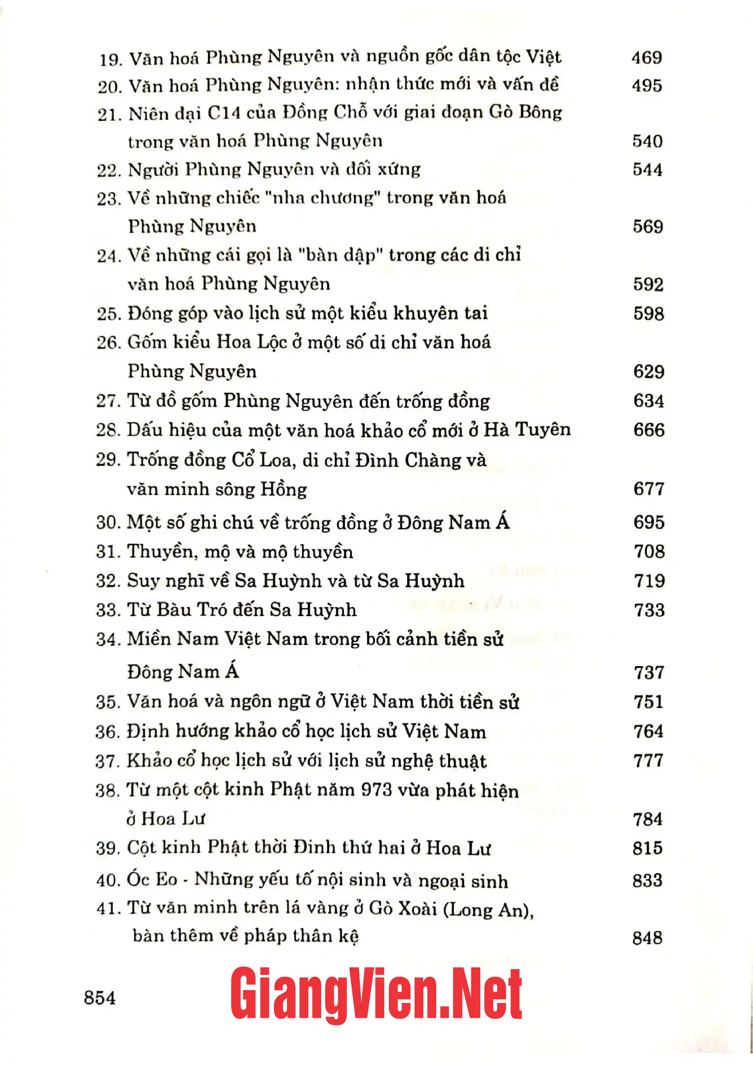 Mục lục chi tiết trang 1 sách Tác phẩm được tặng giải thưởng Hồ Chí Minh, Theo dấu chân các văn hoá cổ