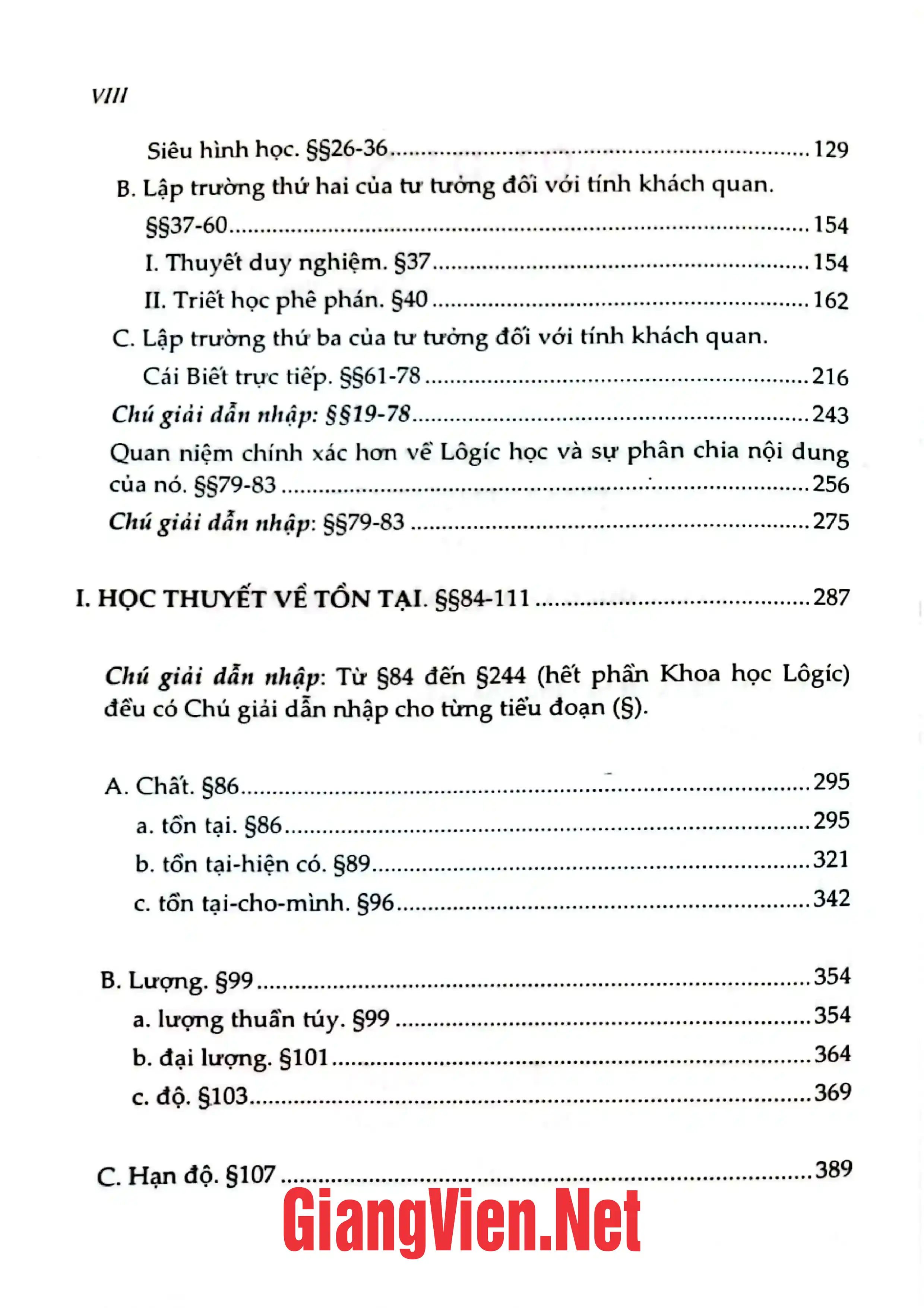 Mục lục chi tiết trang 1 sách Bách khoa toàn thư các khoa học triết học I Khoa học lôgíc