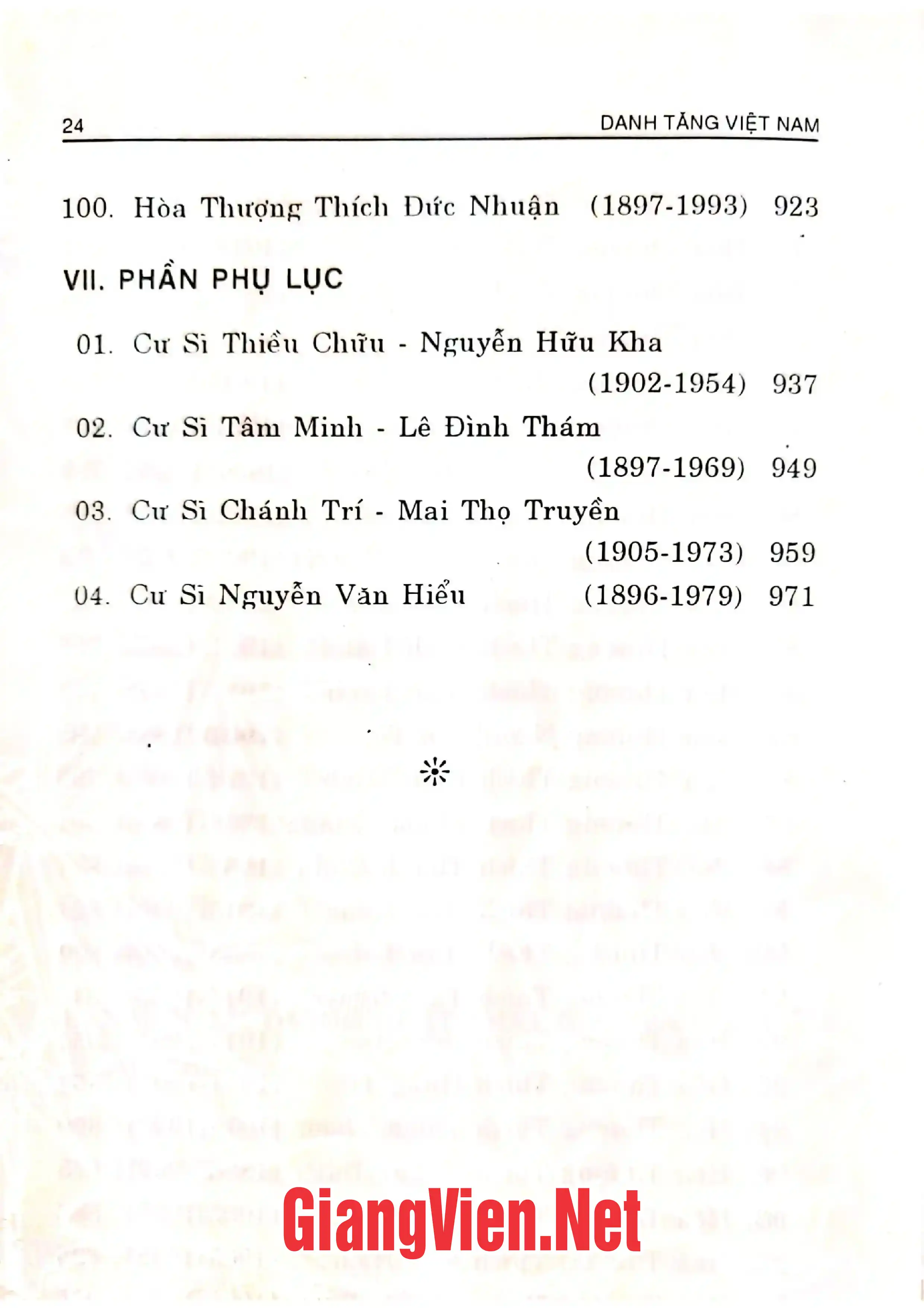 Nội dung mục lục và hình ảnh sách Tiểu sử danh tăng Việt Nam, tập I - Trang 5