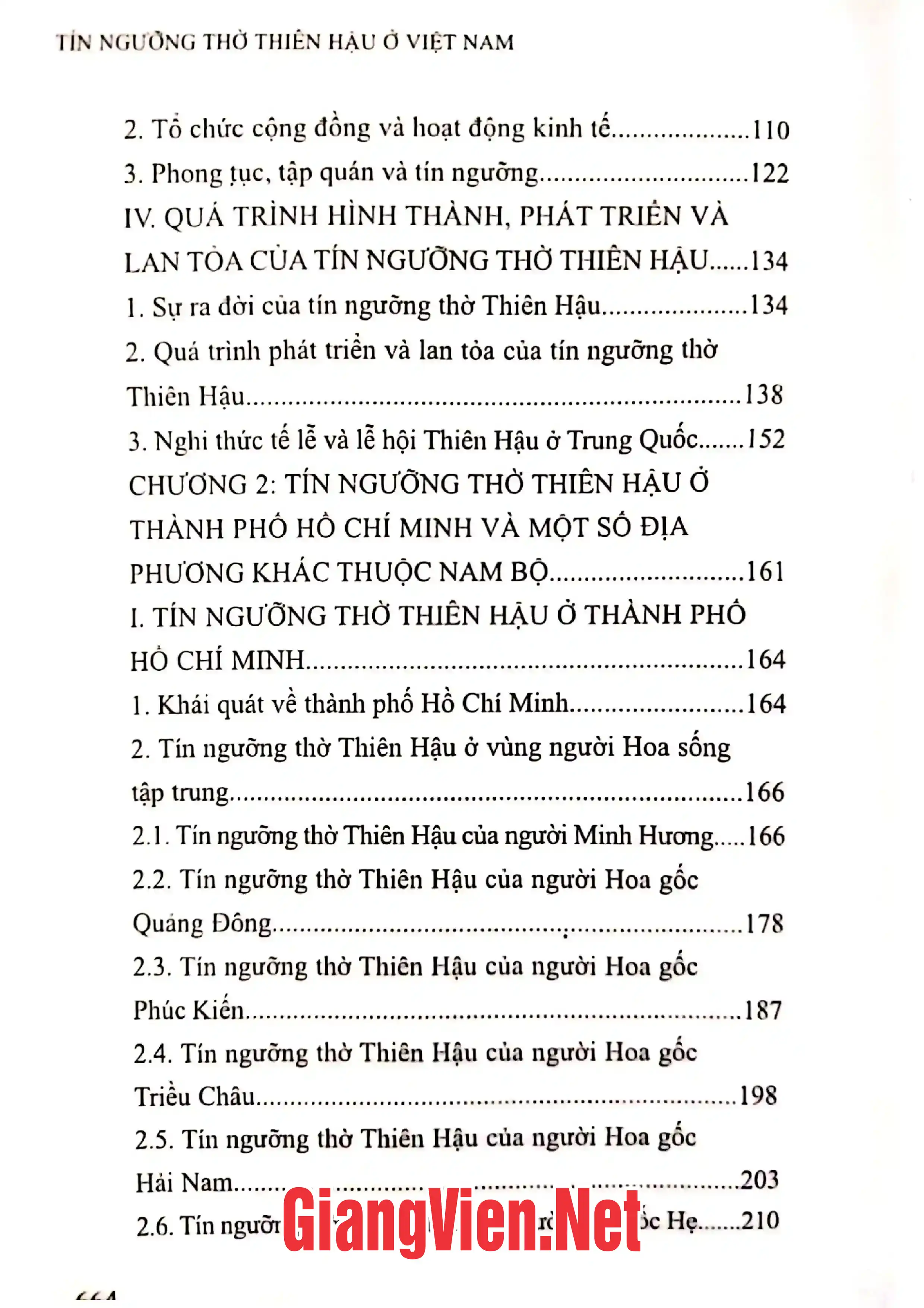 Mục lục chi tiết trang 1 sách Tín ngưỡng thờ Thiên Hậu ở Việt Nam