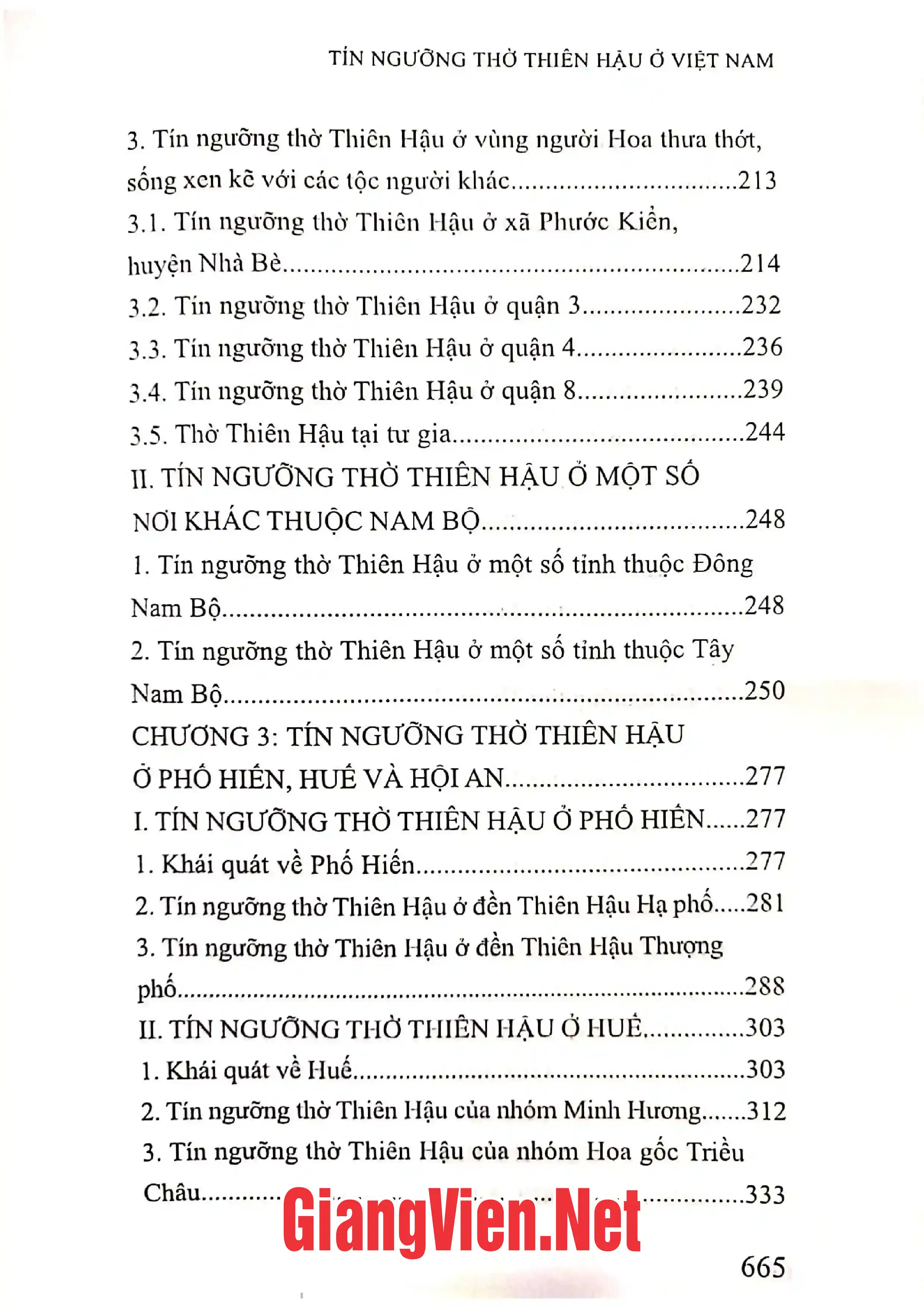 Mục lục chi tiết trang 2 sách Tín ngưỡng thờ Thiên Hậu ở Việt Nam