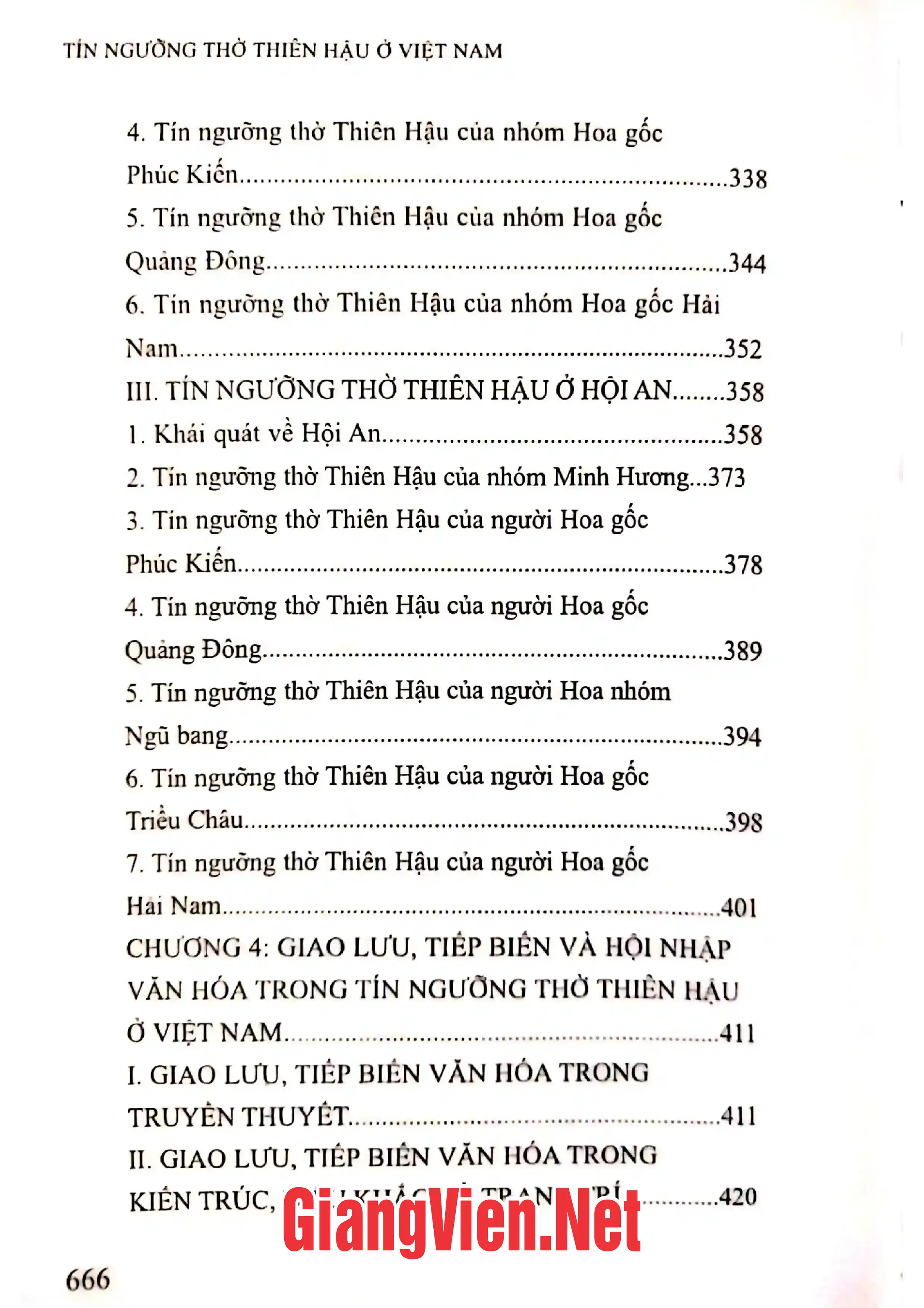 Mục lục chi tiết trang 3 sách Tín ngưỡng thờ Thiên Hậu ở Việt Nam