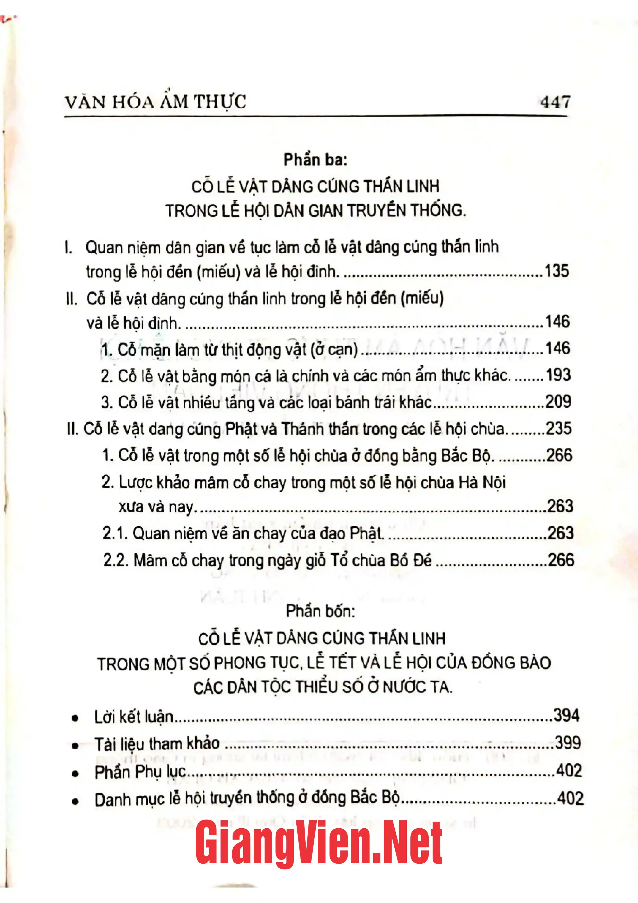 Mục lục chi tiết trang 1 sách Văn hóa ẩm thực trong lễ hội truyền thống Việt Nam