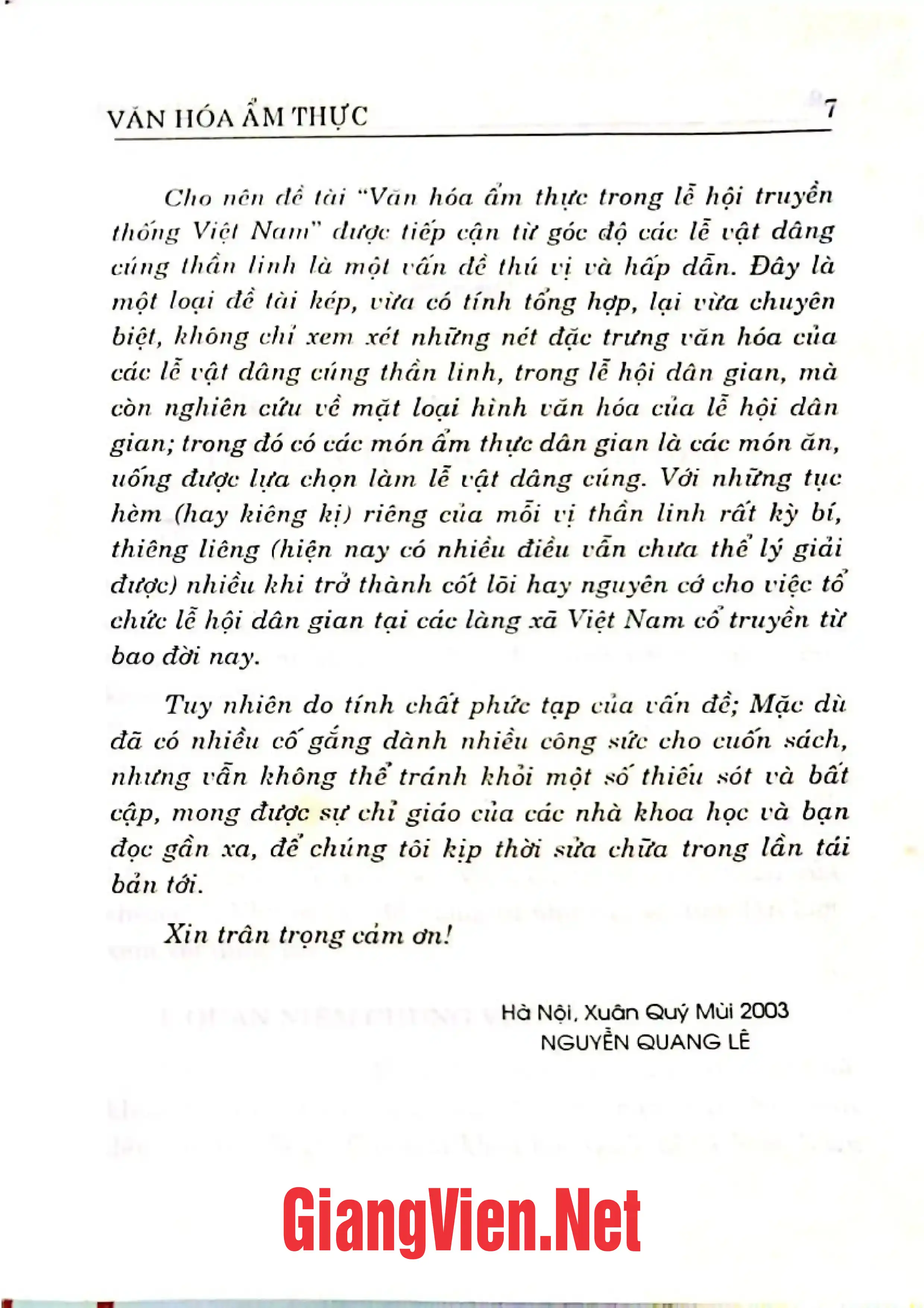 Nội dung trang phụ bản giới thiệu sách Văn hóa ẩm thực trong lễ hội truyền thống Việt Nam